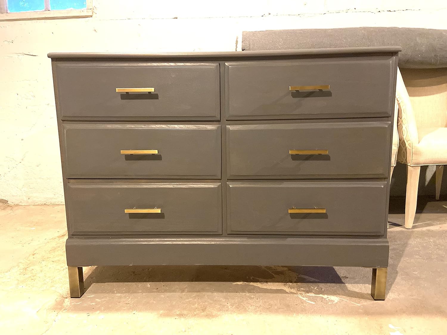 Antique Brass 5 Inch Square Metal Furniture Legs Sofa Couch Cabinet Feet Replacement Bookcase Bathroom Vanity Legs Set of 4 pc