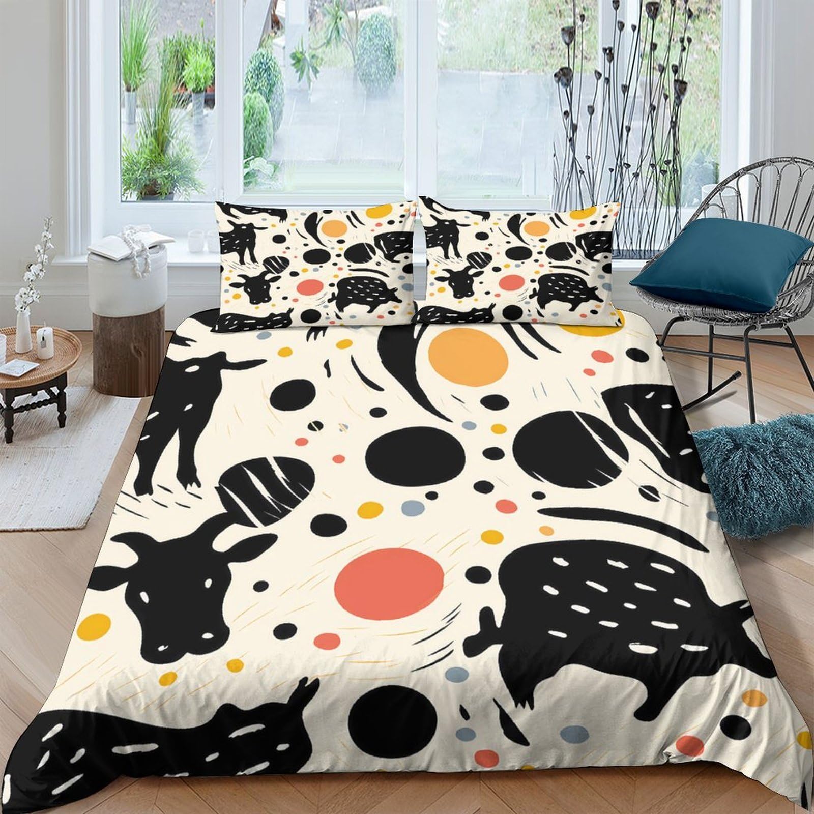 Ctjqhvkz Style-7 3D Printed Abstract Animal Fitted Sheet Microfiber Soft Artistic Dot Pattern Mattress Cover For Bedroom Guestroom Single（135X200cm）