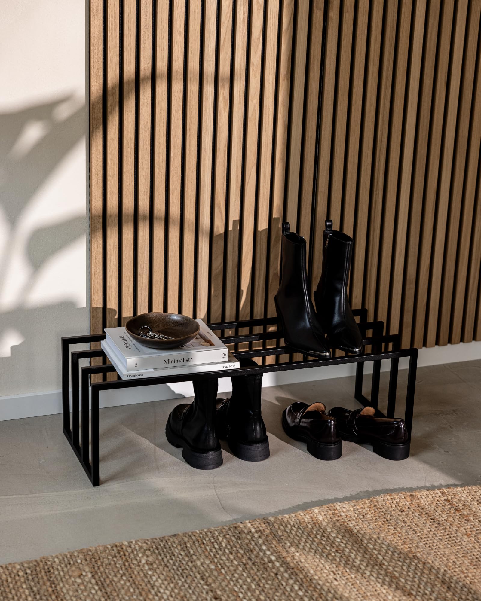 Metallbude Schuhregal BOVI – Schwarz, platzsparende Schuhablage aus Metall