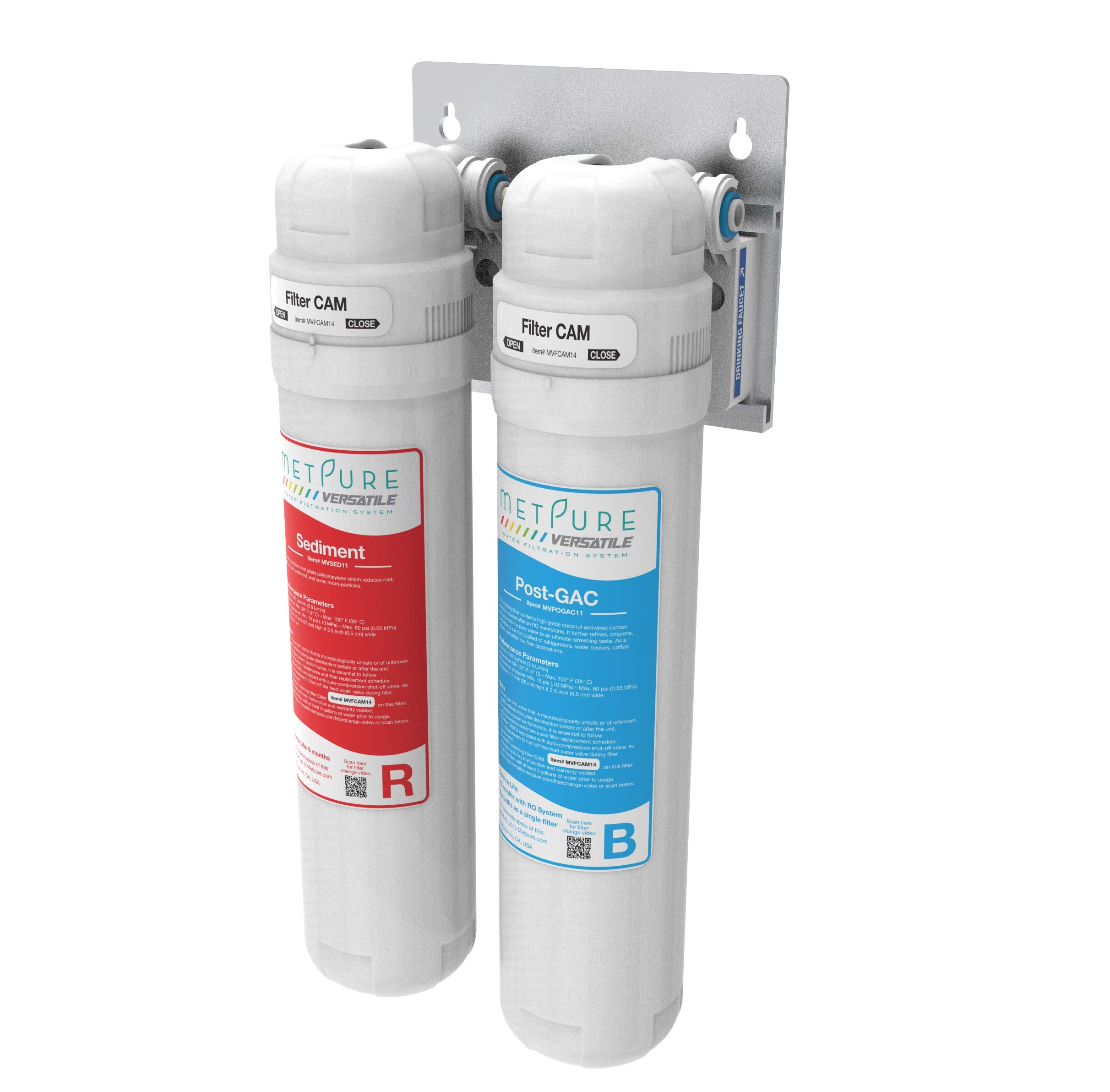 METPURE sistema de filtrado de agua versátil de giro rápido, sistema de filtro de agua de 2 etapas con grifo, purificador de agua para debajo del fregadero para agua potable limpia y fácil instalación
