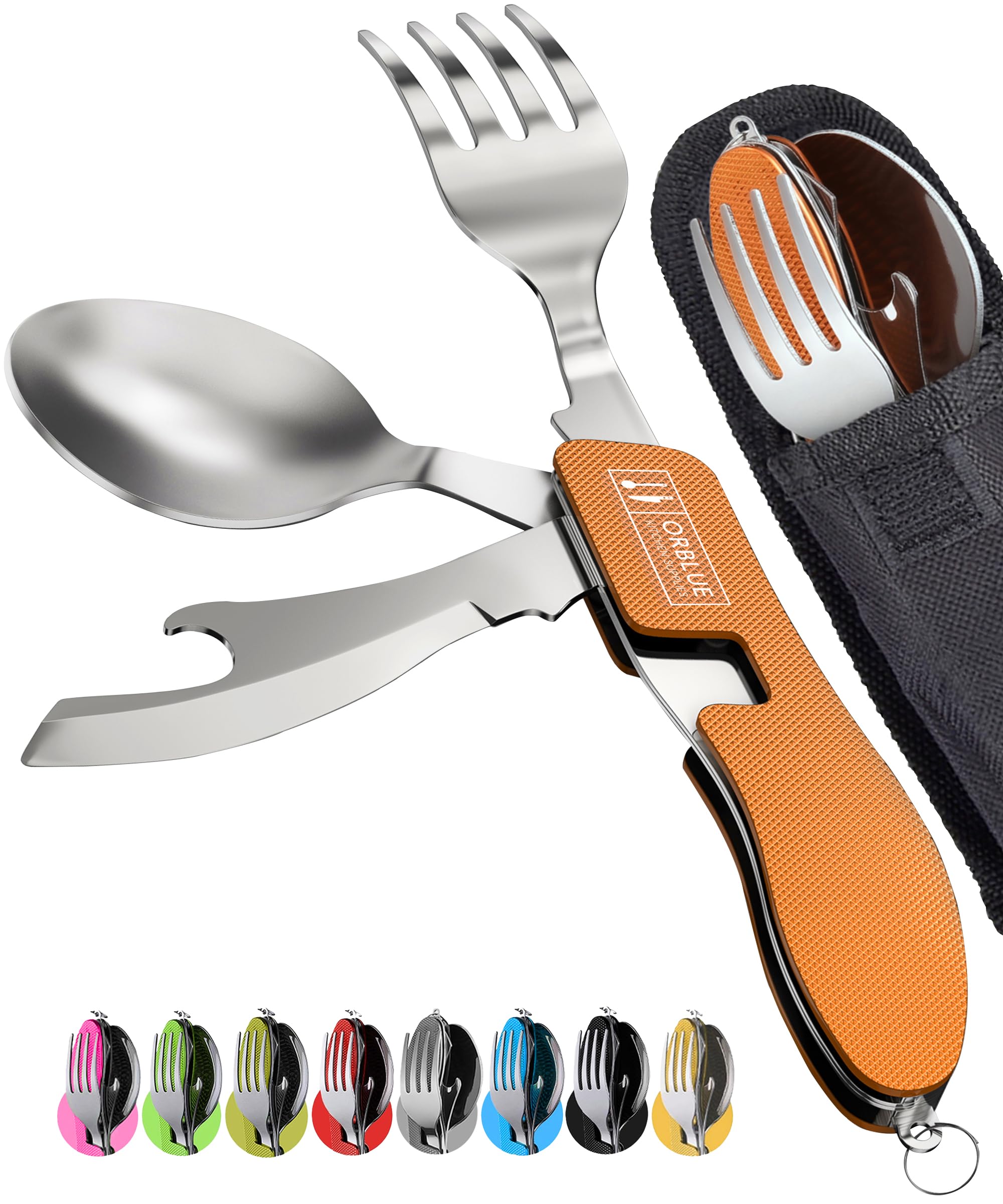 Posate Pieghevoli Campeggio 4-in-1 - Set Acciaio Inox Per Trekking - Foto 7