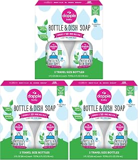 Dapple Baby Fragrance-Free Baby Bottle & Dish Soap - (6 Pack) 3 fl oz - Plant-Powered Cleaner for Bottles, Pump Parts, and Sippy Cups - Travel Size