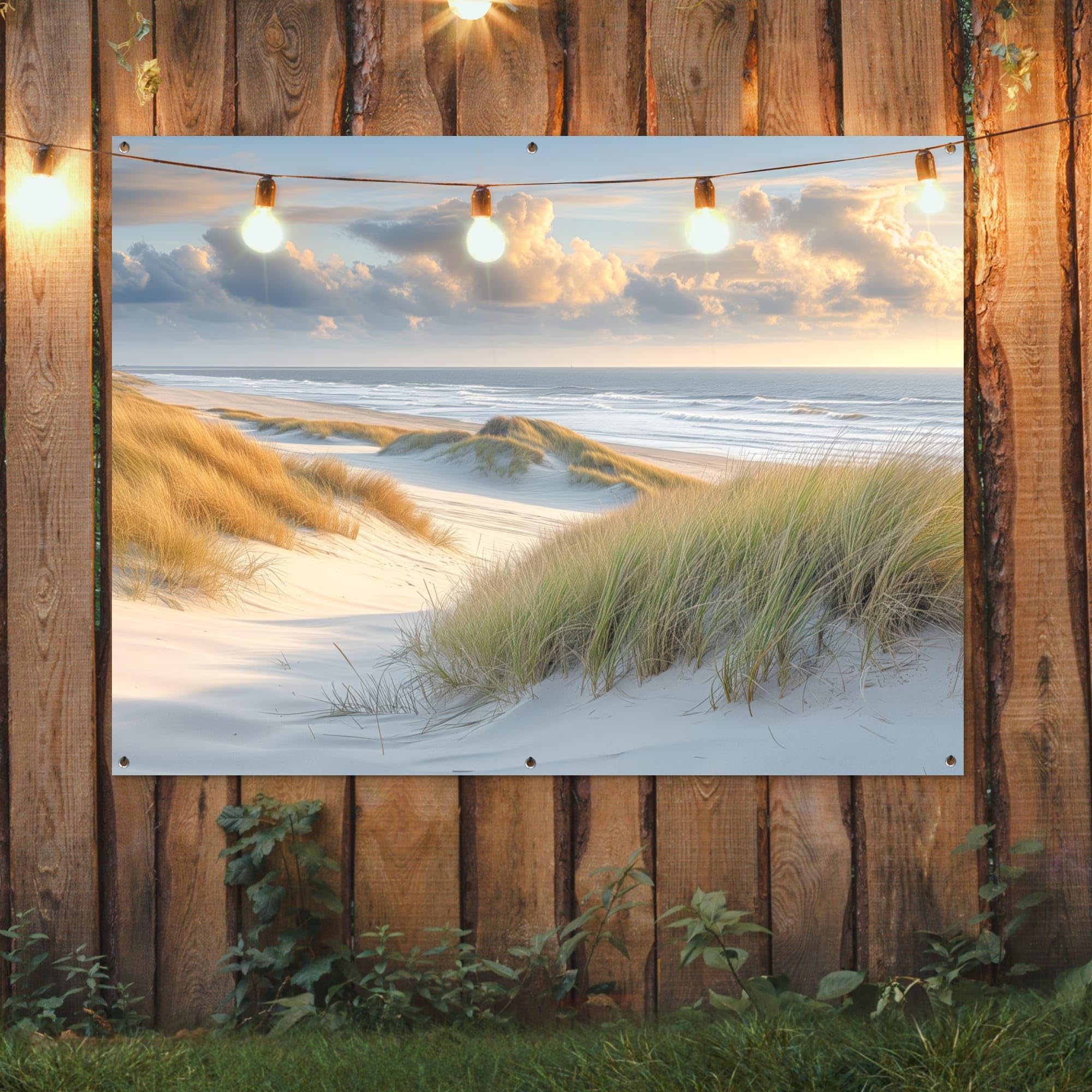 MuchoWow© Gartenposter Outdoor Bilder Gartendeko für draußen Wetterfest | 160x120 cm - Garten Deko Terrasendeko Banner Draußen Bild Dekoration Strand - Dünen - Borstgrasrasen - Wattenmeer