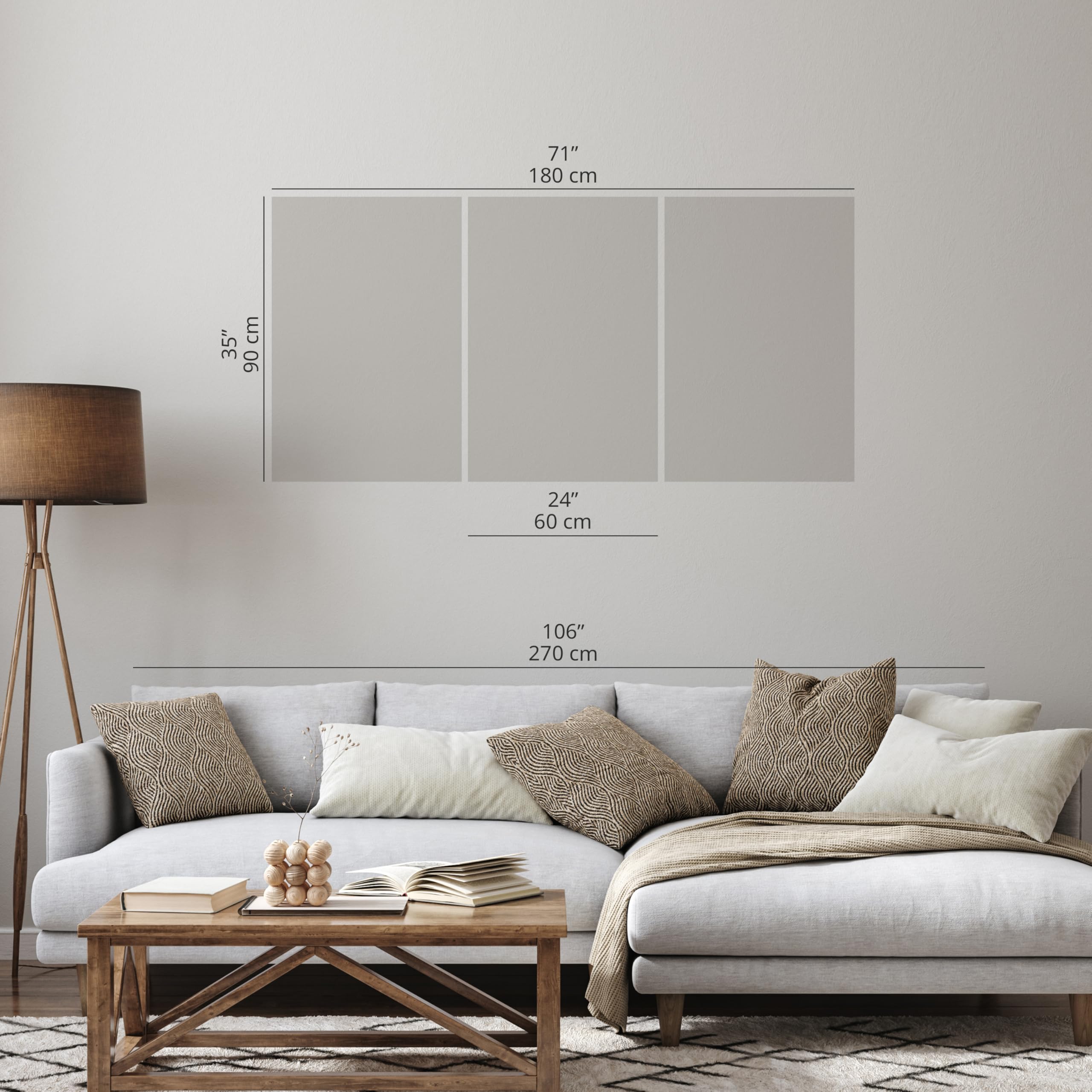 murando - Tableau triptyque mural Ensemble 180x90 cm (3 pièces de 60x90 cm chacune) – Impression sur toile avec cadre pour salon et chambre - Fleurs de magnolia sur bois vintage b-C-0374-b-q