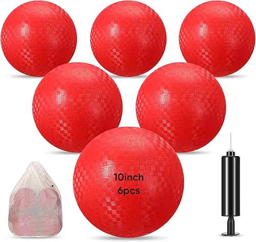 Hanaive 6 pelotas inflables de goma de 10 pulgadas con bomba y bolsa de almacenamiento, Kickball hinchable para adultos, deportes al aire libre
