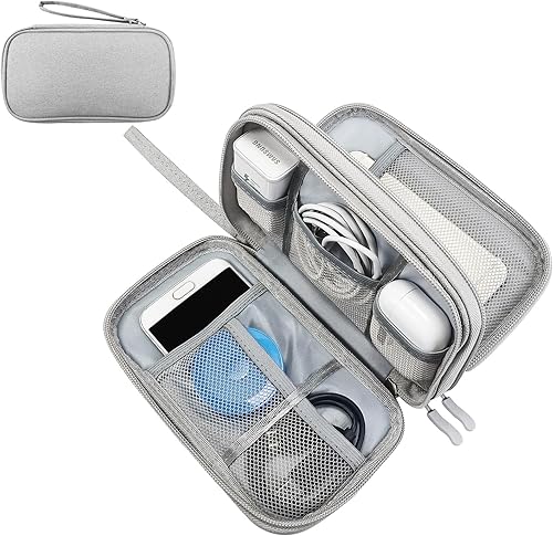 Miniatura 8 de SUNRISING Bolsa organizadora electrónica de viaje, portátil, impermeable, doble capa, gran capacidad, para cargador, cables, teléfono, auriculares,