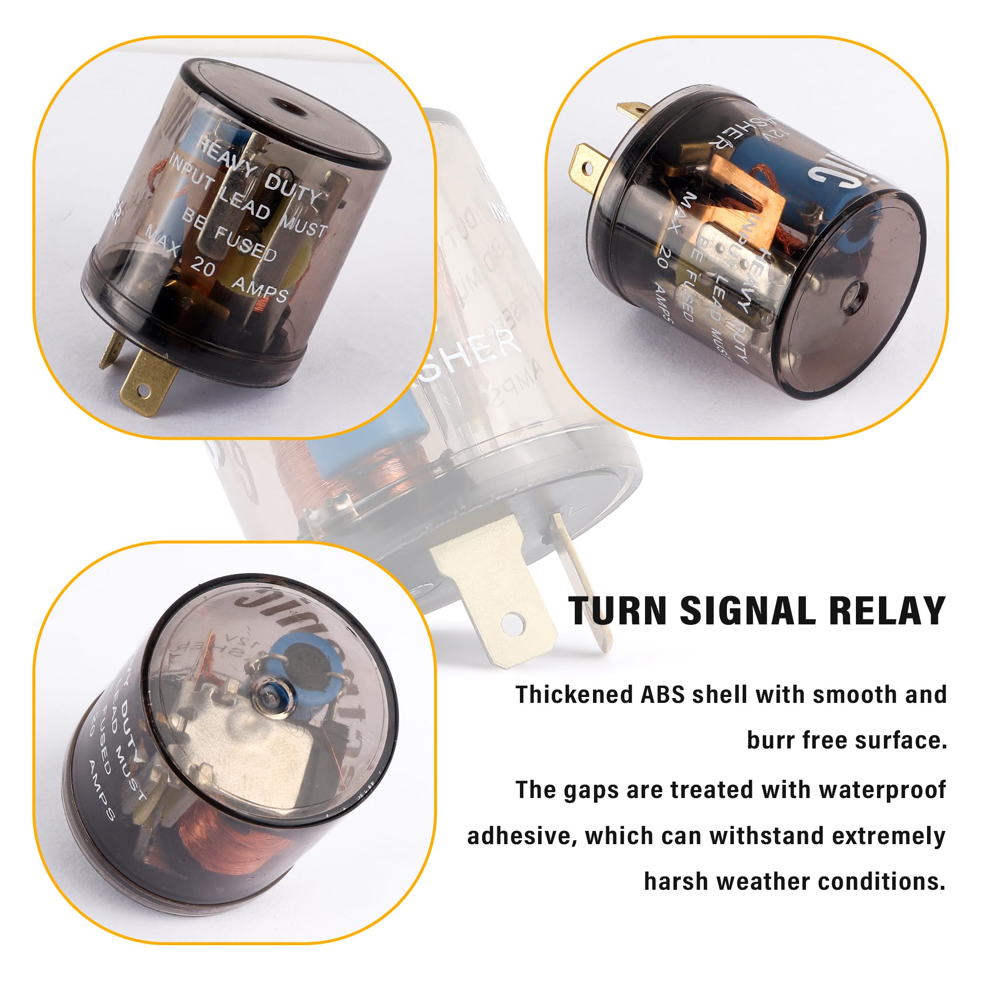 Pair 12V 2‑Pin Motorcycle Adjustable Flasher Relay LED Turn Signal Light Rate Co