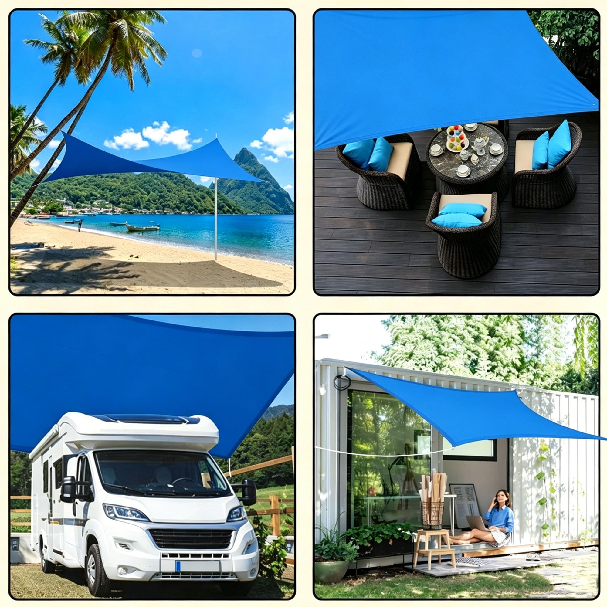 Tenda Ombreggiante Esterno Rettangolare, 2.2x3.5 M Telo Ombreggiante Occhiellato, Vele Ombreggianti Impermeabile,Anti UV Tenda a Vela per Giardino, Balcone, Terrazza, Telo Ombra - Blu