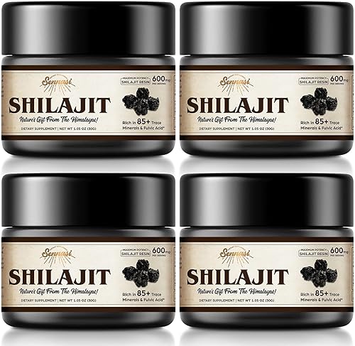 Shilajit - Resina Shilajit orgánica pura del Himalaya, 600 mg de máxima potencia, resina Shilajit orgánica natural con más de 85 minerales traza y