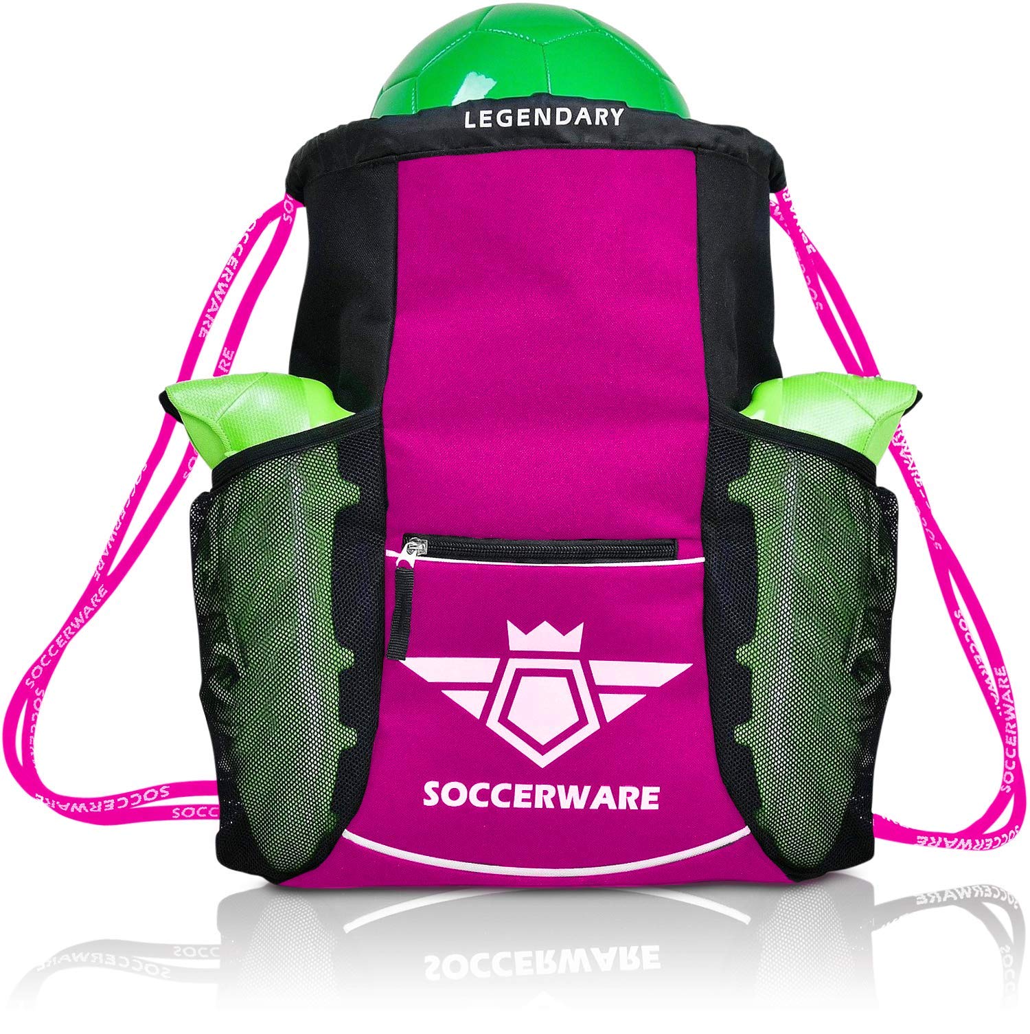 Mochila de fútbol para jóvenes y niños, organiza equipo de gimnasio deportivo para niños y niñas, Bolsa de fútbol, Small Large Kids, Rosado