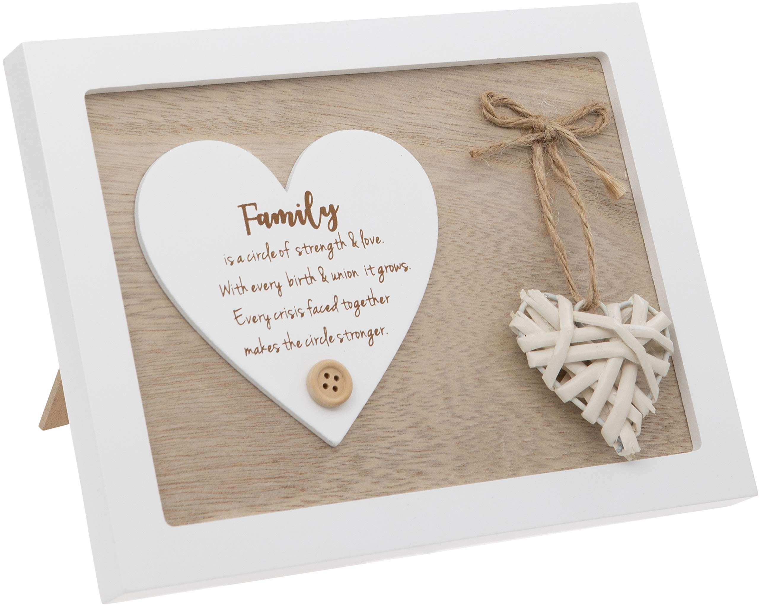Maturi Free Standing Plaque with a Woven Heart Sentiment Gift - Family