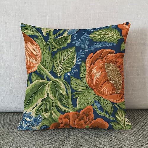 Miniatura 2 de Chinoiserie - Fundas de almohada Honshu con flores florales, estilo asiático, funda de almohada naranja y verde, funda de cojín para decoración del