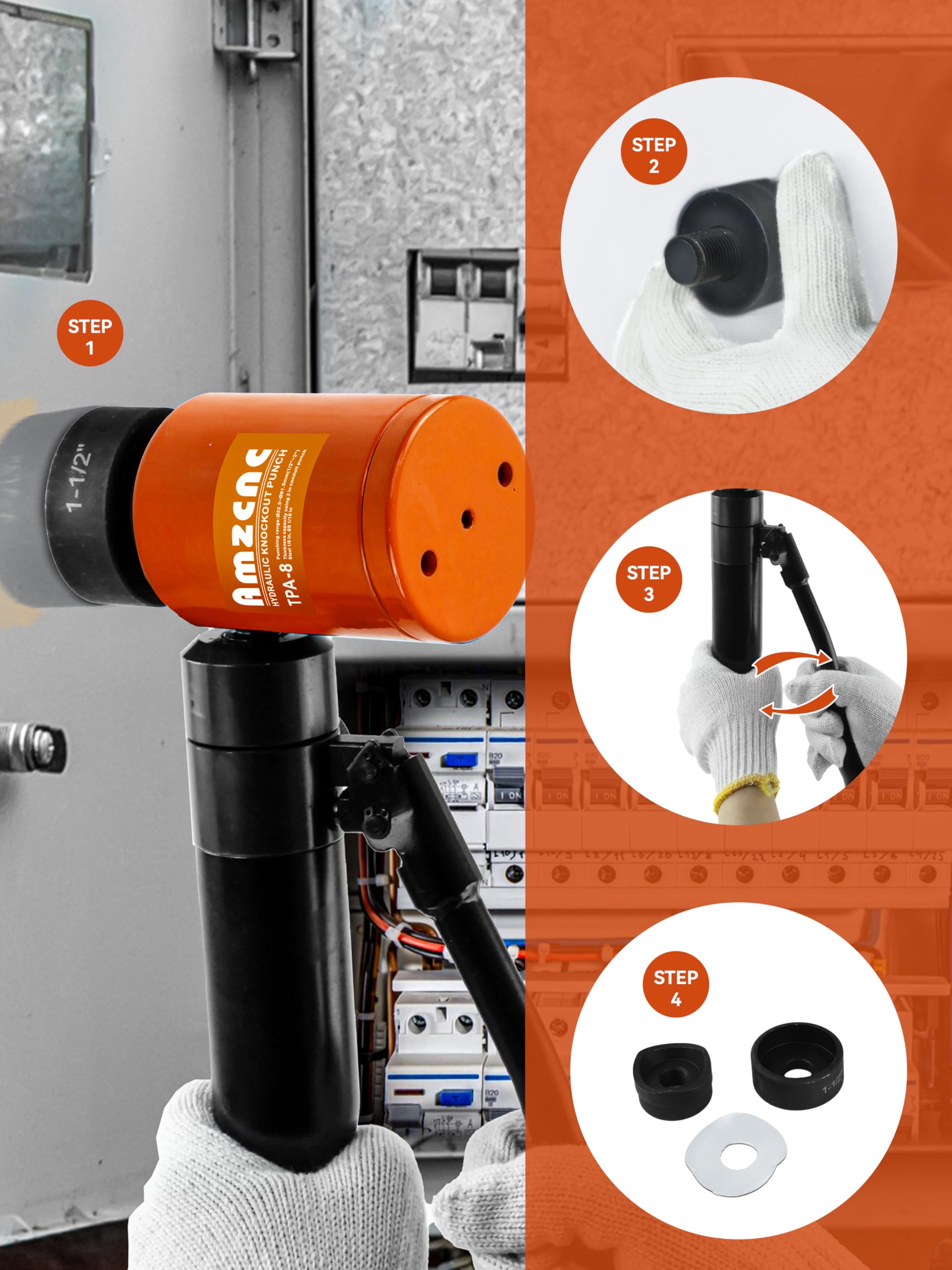 Kit de destornillador hidráulico de perforador de orificio de 1/2 a 2 pulgadas, juego de cortador de orificios de conducto eléctrico KO, kit de herramientas de perforación, troqueles de perforación 5