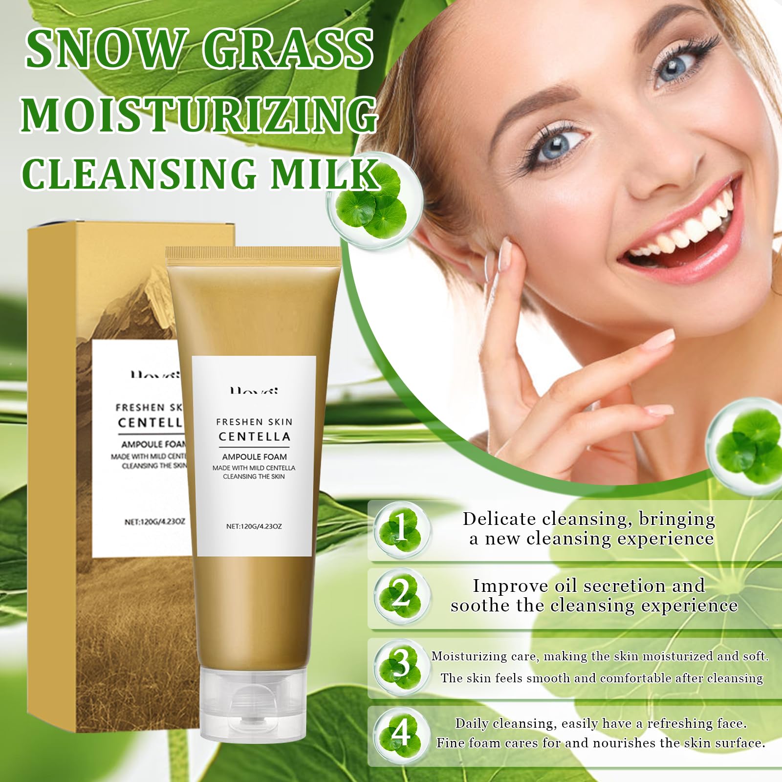 4 Pezzi Centella Kit, Centella Cleansing Oil + Centella Detergente Viso | Centella Siero Viso + Centella Stick Mask, Skincare Kit, Nutrire, Delicato e Leggero, per Pelli Sensibili