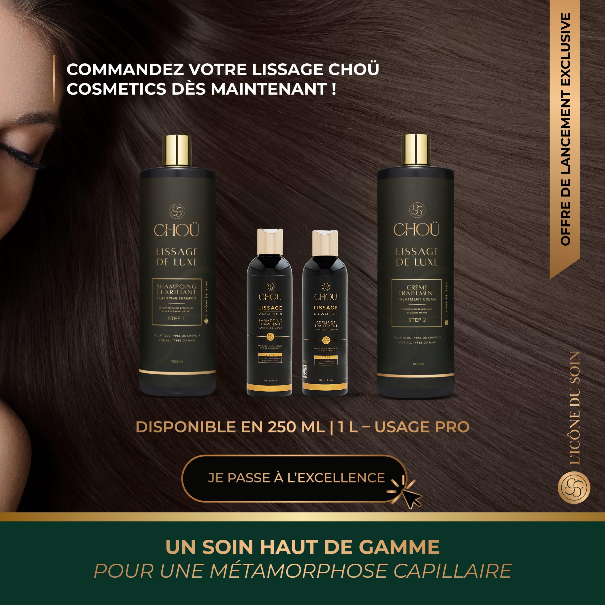 Lissage brésilien keratine premium - Kit professionnel 250ml Sans Formol- 3 à 4 applications-Convient femmes enceintes et enfants-Fabriqué en France