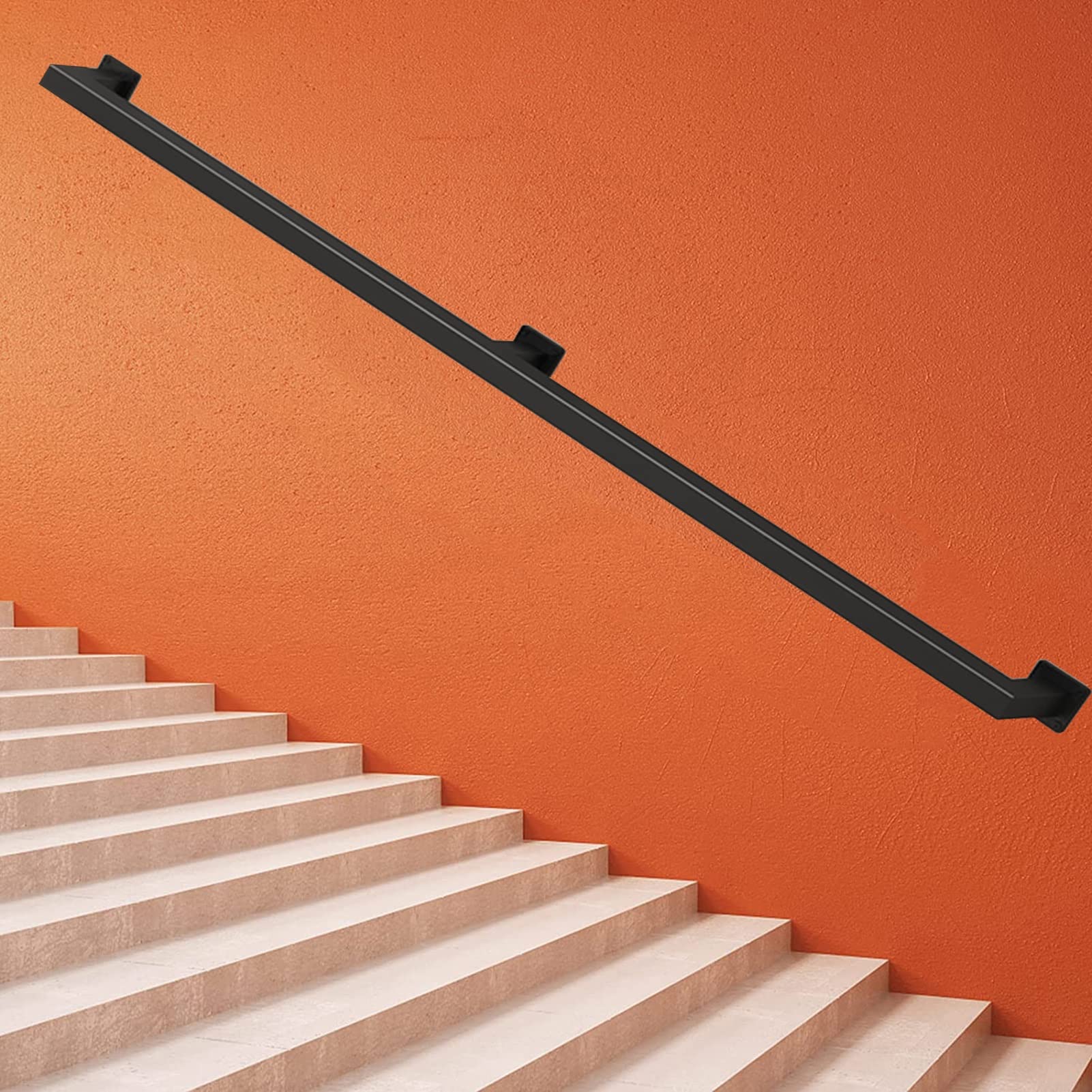 Rambarde d'escalier extérieure murale en métal noir pour balustrade