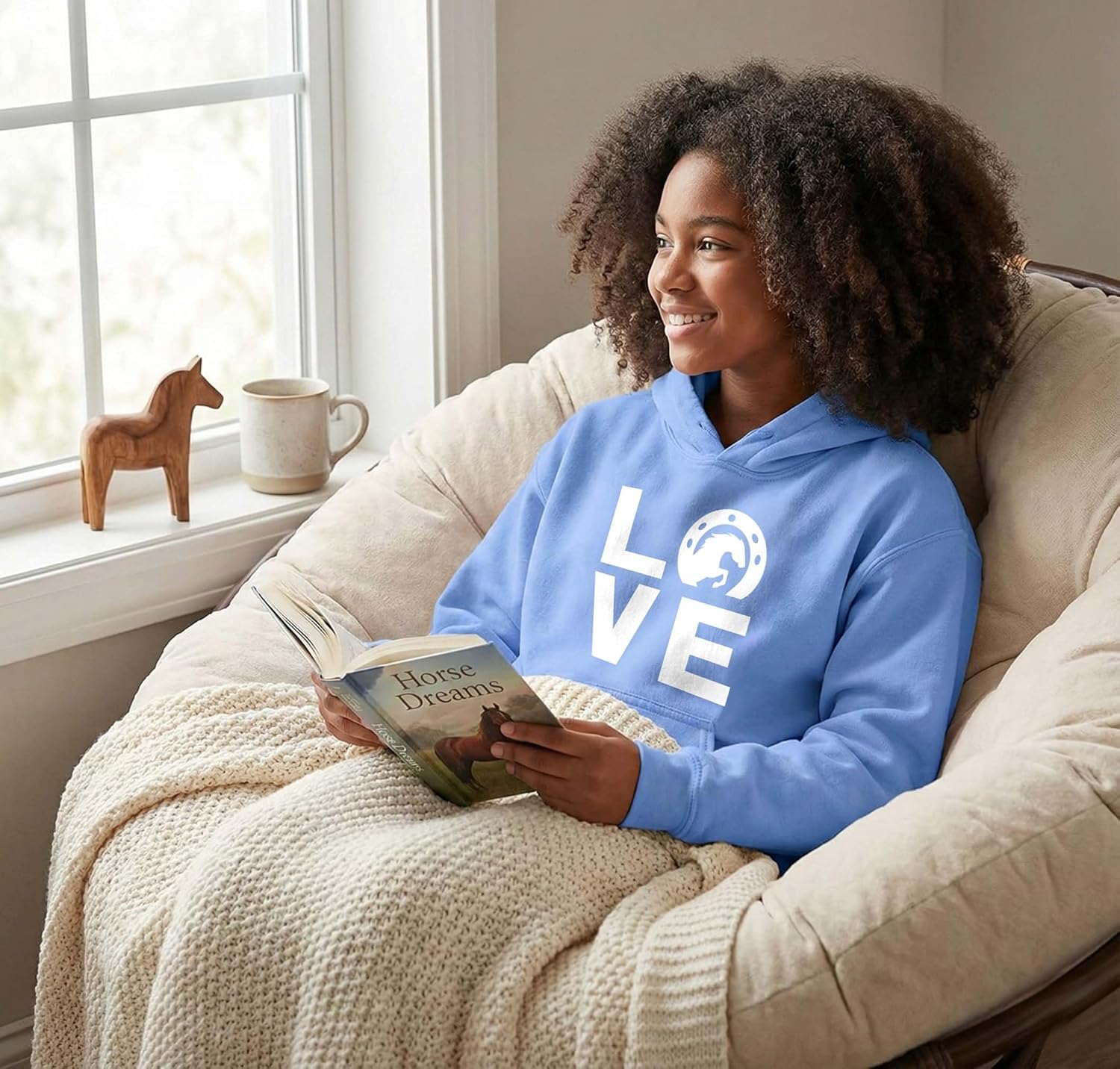 Tstars Horse Hoodie for Women and Teen Girls - Horseshoe LOVE Graphic Pullover - Gift for Riders, Owners, and Equestrian Fans