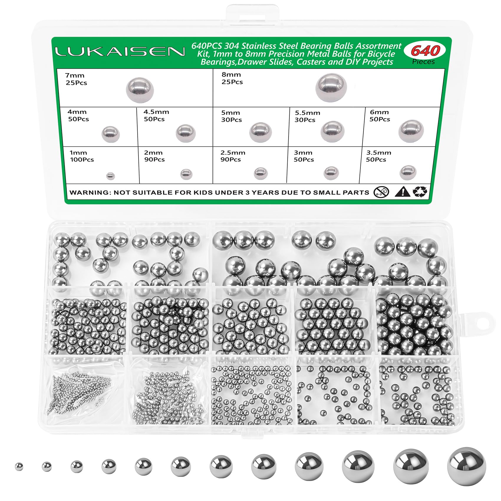 700 Pcs Bike Bearing Balls Kit - Chrome Steel G25 -8