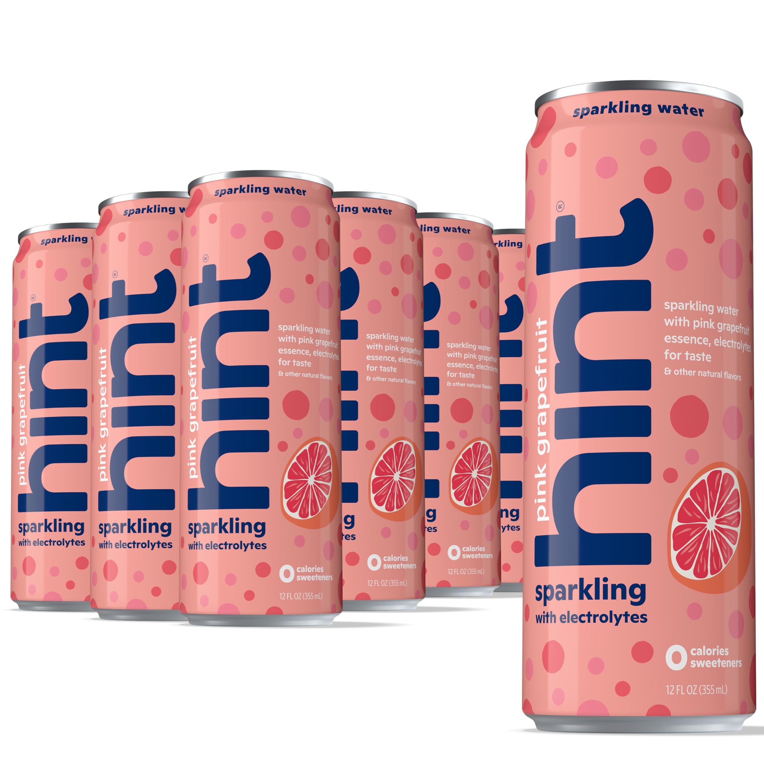 Hint Sparkling Water, Pink Grapefruit - Carbonated Fruit-Infused Water with Electrolytes, Zero Calories, and Sugar Free - 12 Fl Oz Cans (Pack of 12)