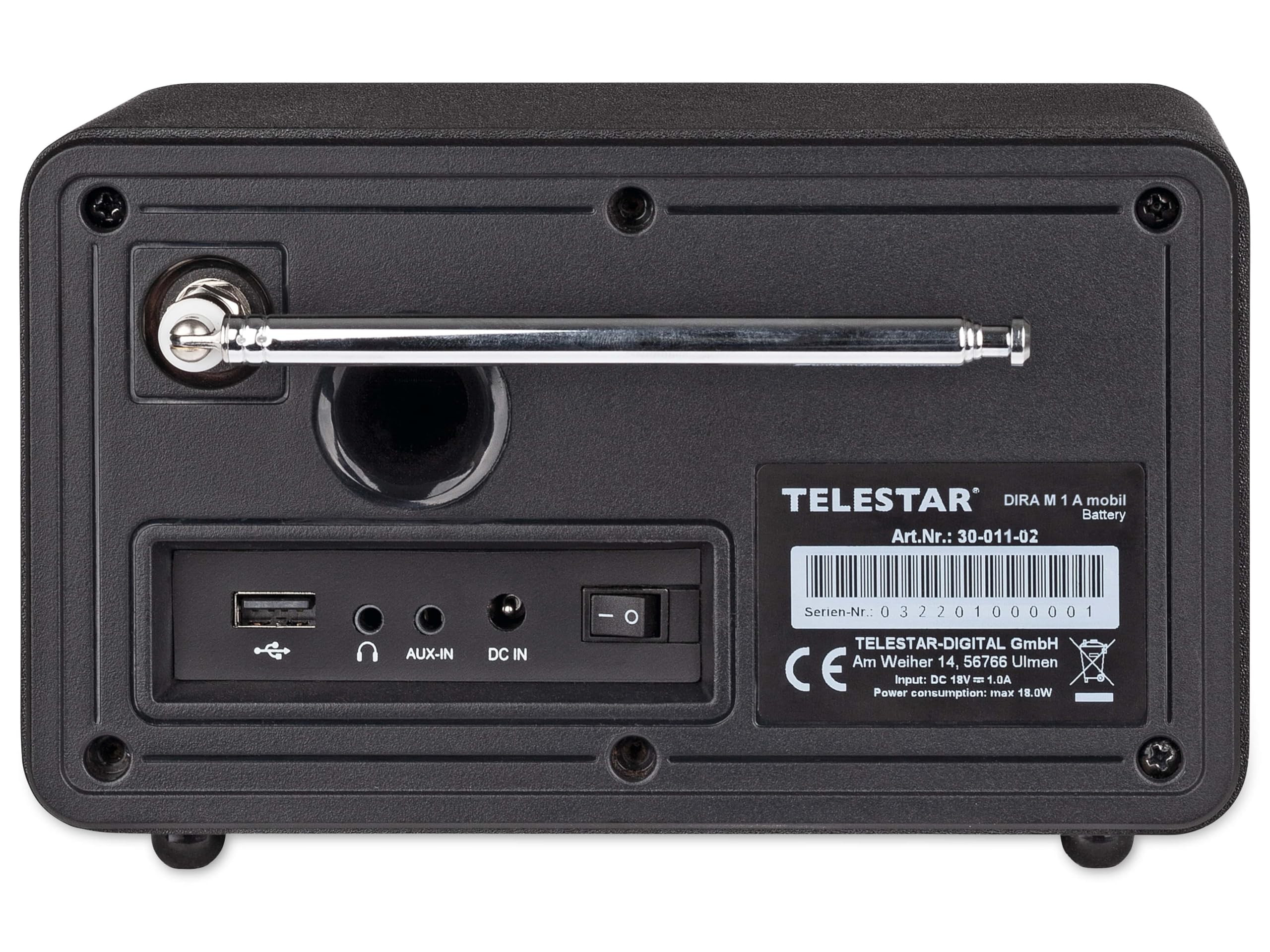 Telestar DIRA M 1 A Batterie Mobile Numérique Radio Internet (Dab+ / Dab/FM/Internet, Batterie Li-ION, WLAN Bluetooth 5.1, Affichage Couleur, Avertissement d'urgence EWF) Noir