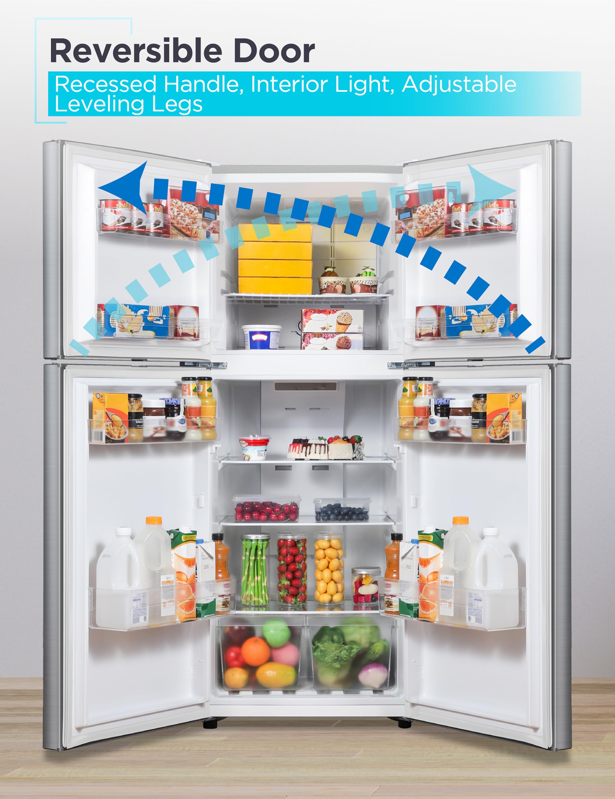 Black+Decker 10 Cu. Ft. Top Mount Refrigerator With Freezer, 2 Door Refrigerator With Top Freezer And Adjustable Temperature Control,Energy Star, Br1000hs, Stainless Steel Look on Fridge.com - View 6