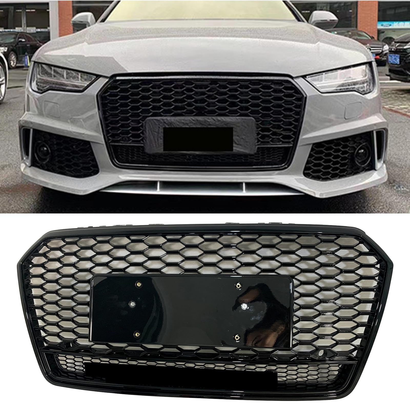 Car Front Bumper RS Style Grille RS7 C7PA Honeycomb Grille Fit for Audi A7 S7 C7.5 2016-2018