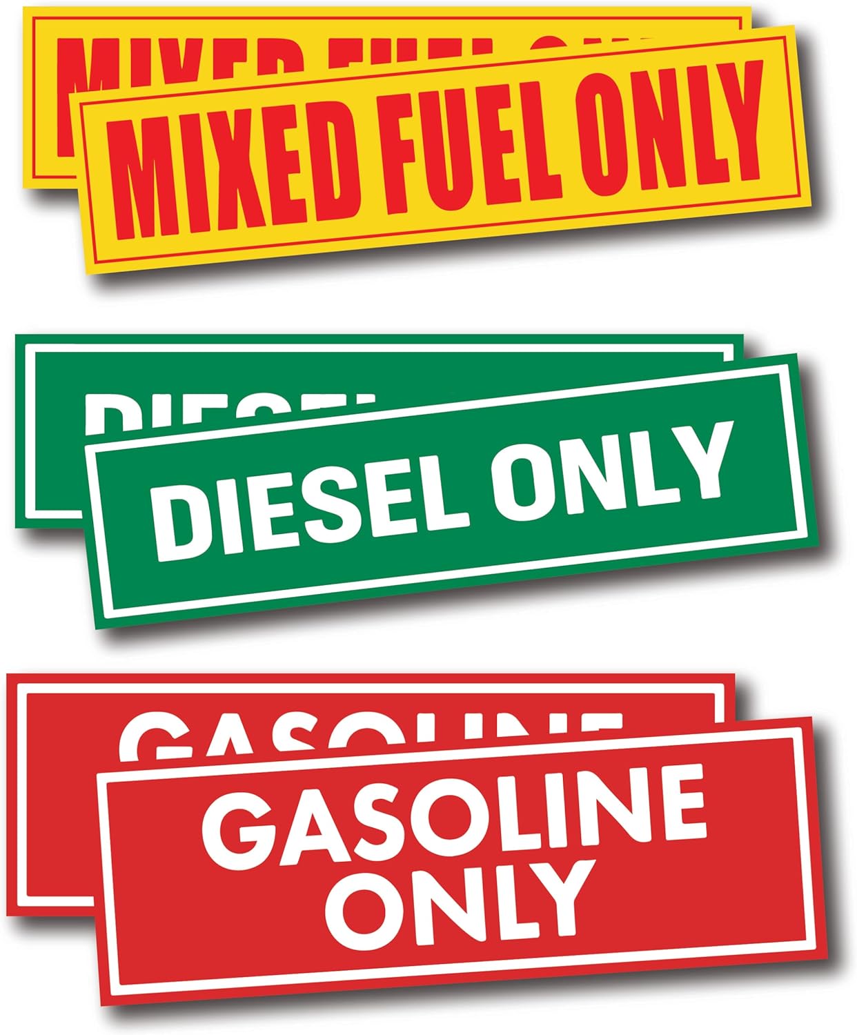 6-Pack Fuel Stickers | Diesel Only, Gasoline Only & Mixed Fuel Only Labels | Weatherproof Adhesive Decals for Trucks, Tractors, Fuel Cans & Gas Caps