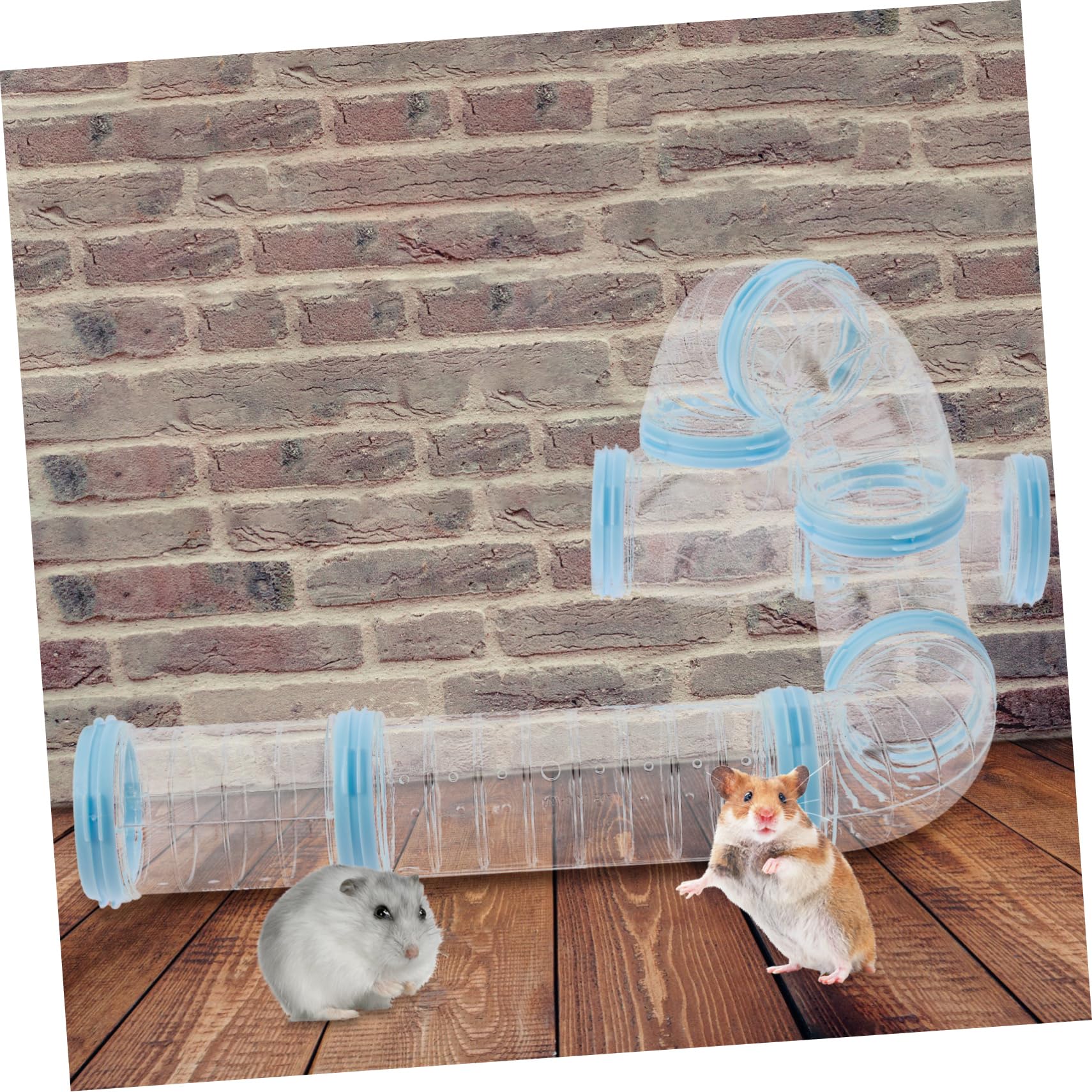 VANZACK 2 Stück Selbstgemacht Hamstertunnel mit Hamster Zubehör Hamsterkäfigröhre aus Pp Abnehmbares Verbindungsstück für Käfig Spielplatz für Kleintiere