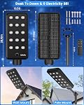 Gefolly G-15000W Solar Street Light Outdoor, Parking Commercial Lot Light Dusk to Dawn 6500K IP67 Lumière de sécurité avec détecteur de mouvement, lampe à angle large pour la cour, court de basketball