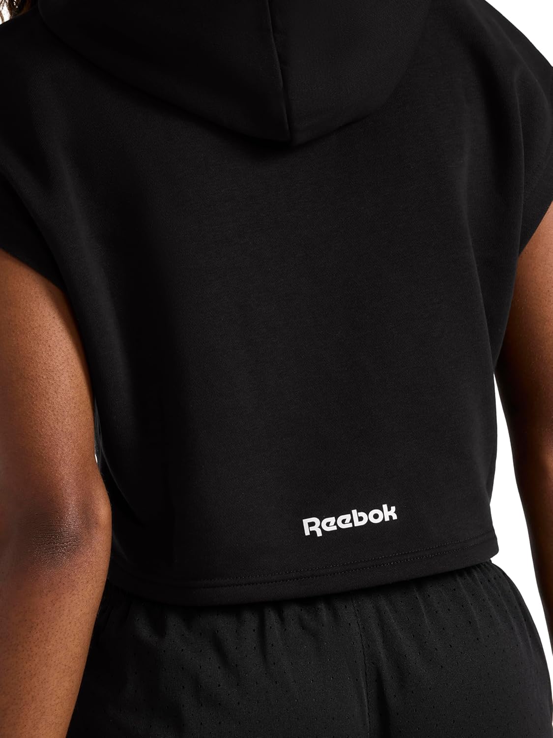 Reebok Women's Basketball Off Court Cropped Hoodie, Relaxed Fit, Lightweight Cotton-Poly Performance Fabric