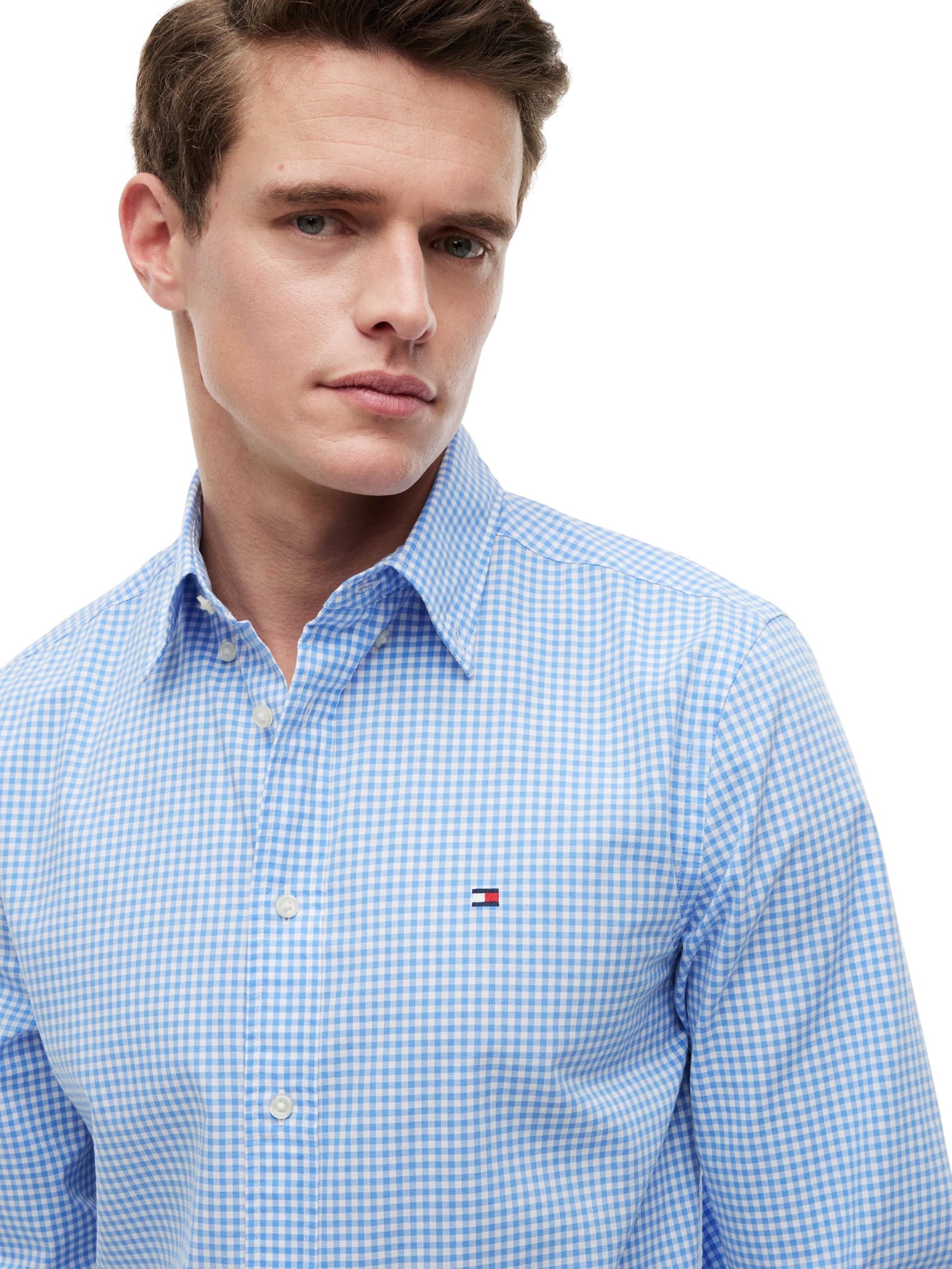 Tommy Hilfiger Flex Poplin Gingham Shirt Mw0mw43319 Camicia L/S Uomo (Pacco da 1)