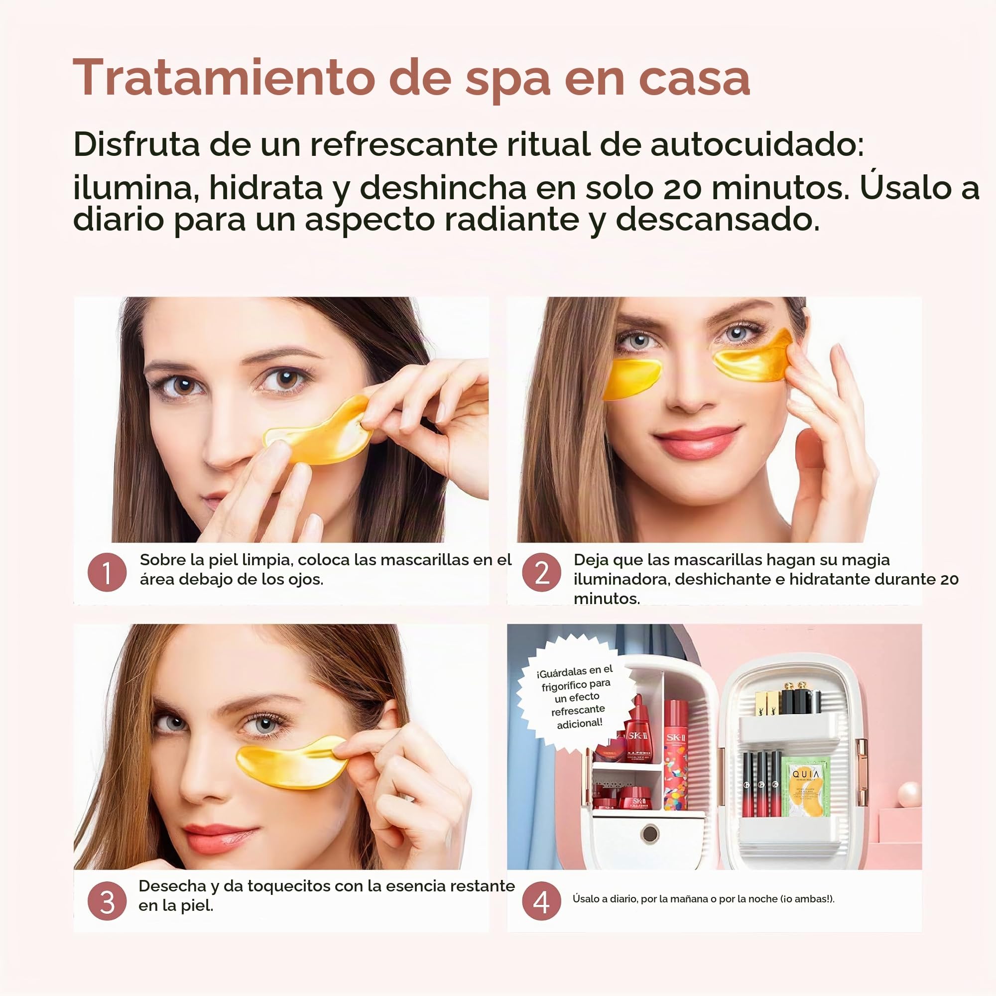QUIA Beauty Parche de hidrogel Chia Eye con colágeno – Desinflame, suaviza las líneas de expresión e hidrata en 15 minutos, fórmula antideslizante y calmante – 20 pares para todo tipo de piel