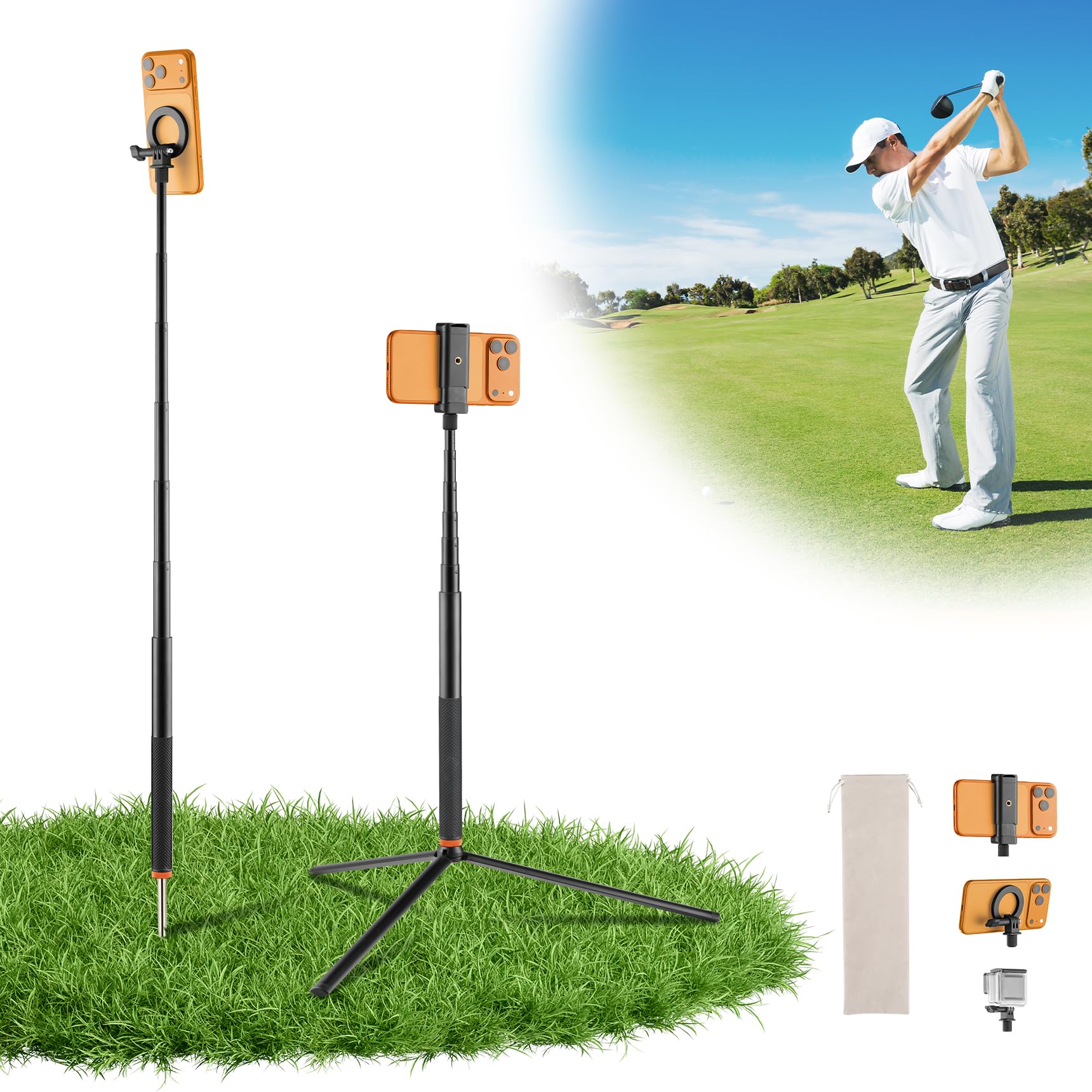 SITTO Ground Golf Monopod - Soporte para teléfono con estaca