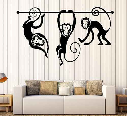 Vinilo adhesivo de pared mono zoológico animales guardería sala de juegos infantil habitación pegatinas grande decoración (696 ig) marrón