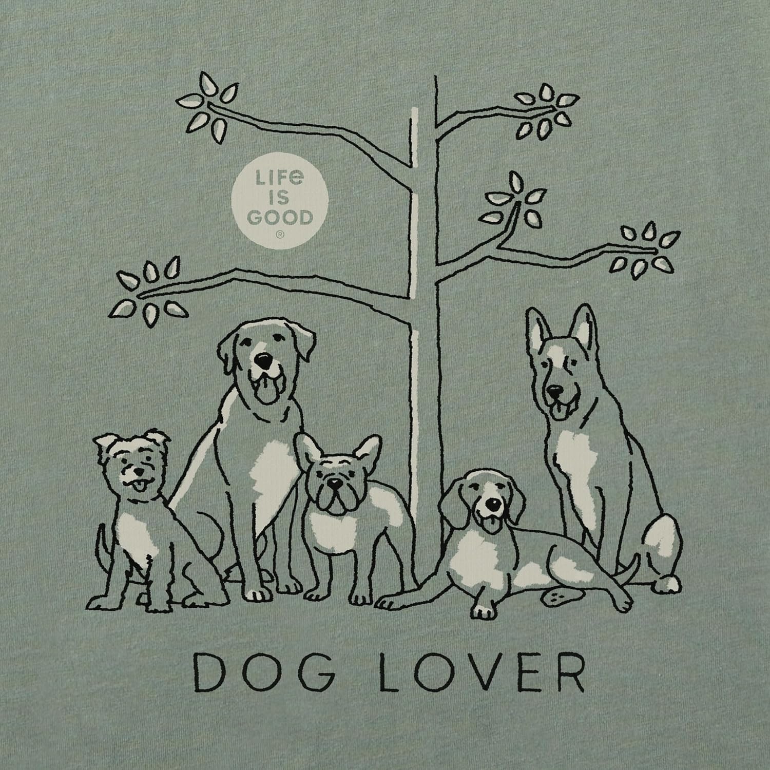 Life is Good Women's Crusher Tee Shirt, Long Sleeve Cotton Graphic T-Shirts, Dog Lover Tree - Image 2