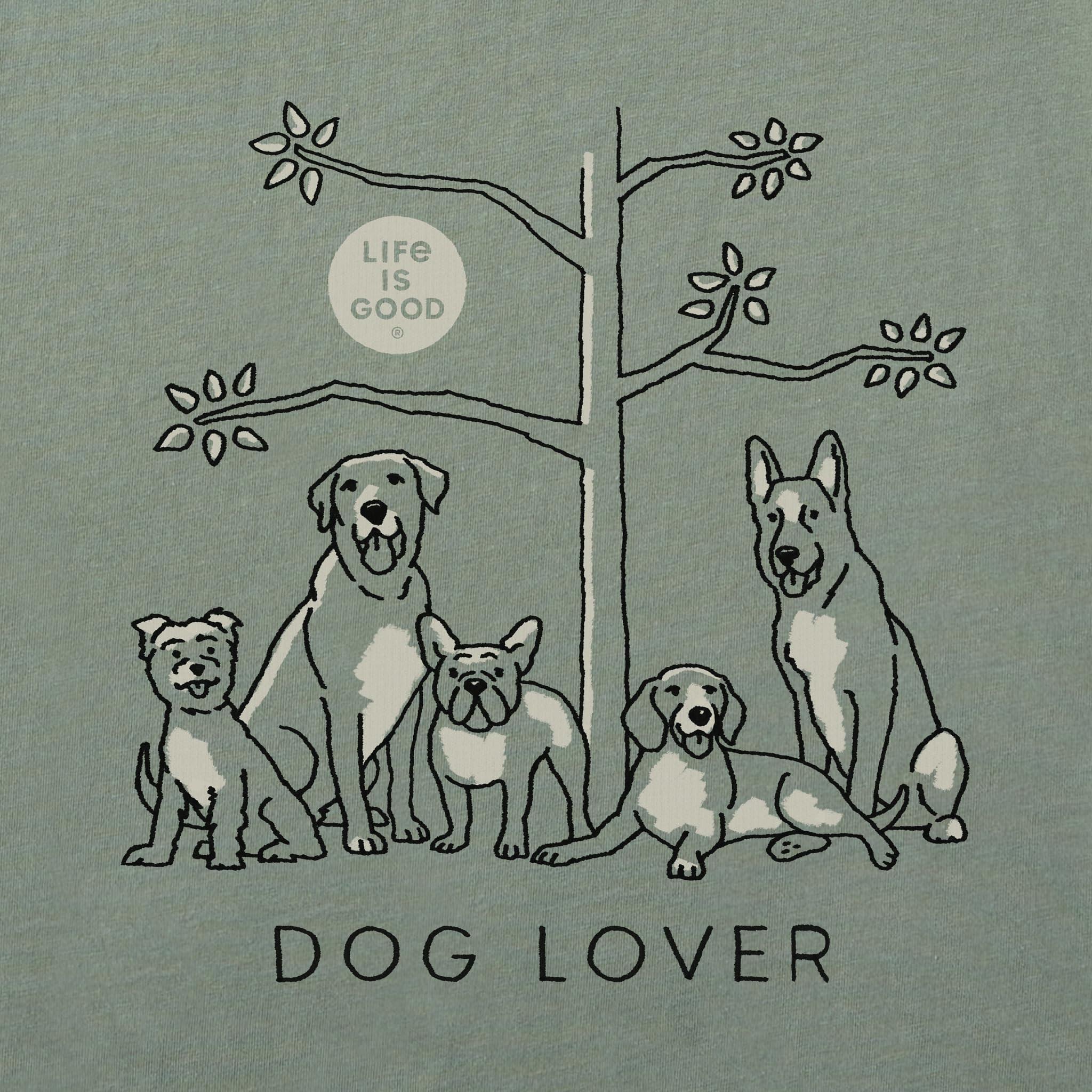 Life Is Good Crusher Tee Shirt, Long Sleeve Cotton Graphic T-Shirts, Dog Lover Tree Crusher Maglietta a Maniche Lunghe in Cotone con Grafica Albero Amante dei Cani Donna (Pacco da 1)