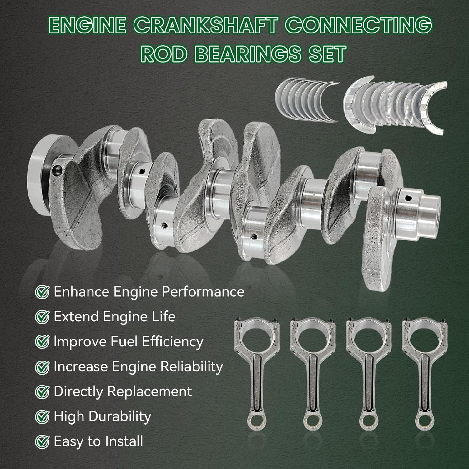 Engine Crankshaft Connecting Rod Bearings Set Compatible with 2010-2017 BMW 220i 328i 420i 520i X3 X5 X6 Z4 F20 F30 F32 E84 E89 F25 N20 2.0 Engine, Replace 11217640165, 11247624616