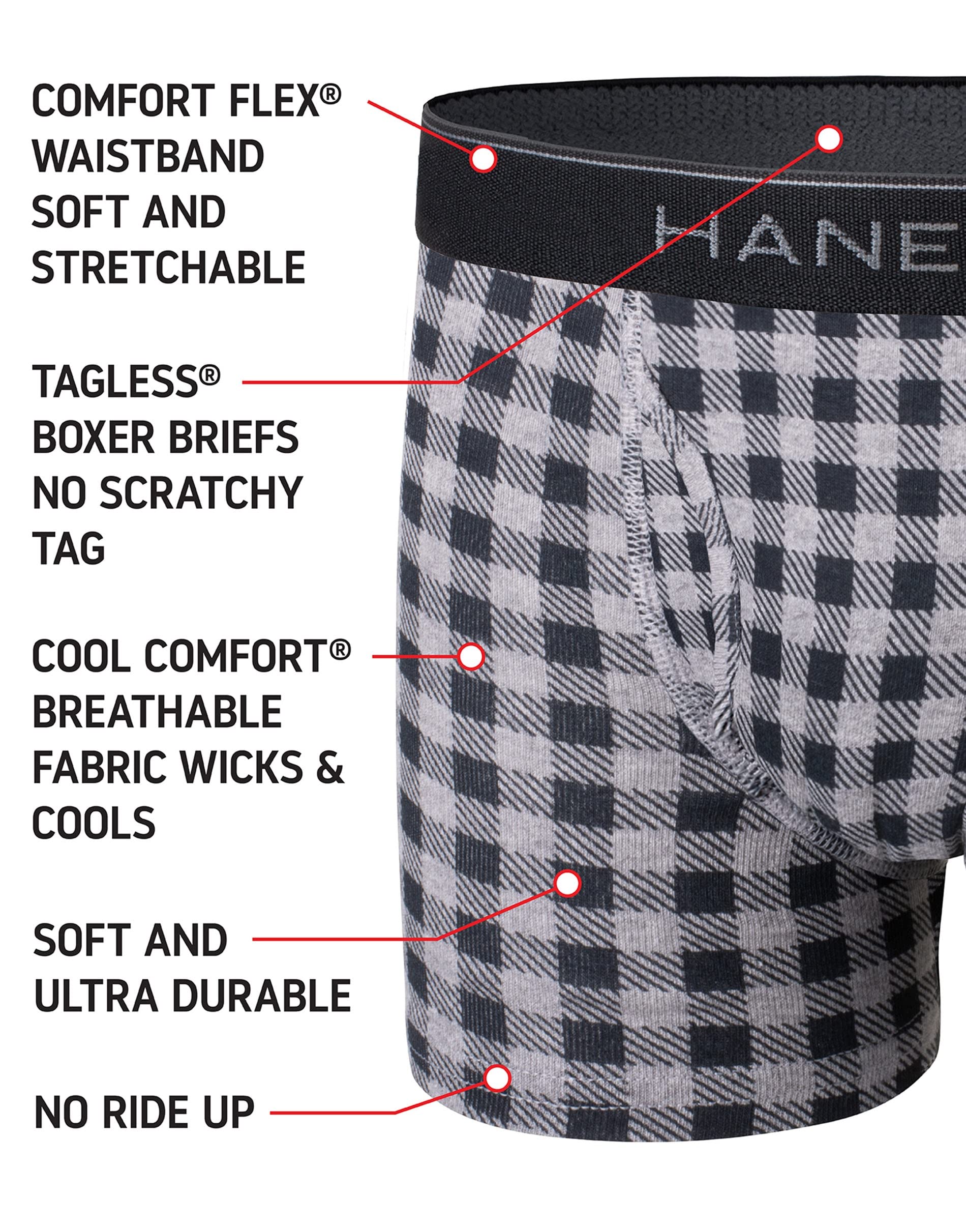 Hanes Calzoncillos tipo bóxer estampados para niños con cintura cómoda y flexible, paquete de 5