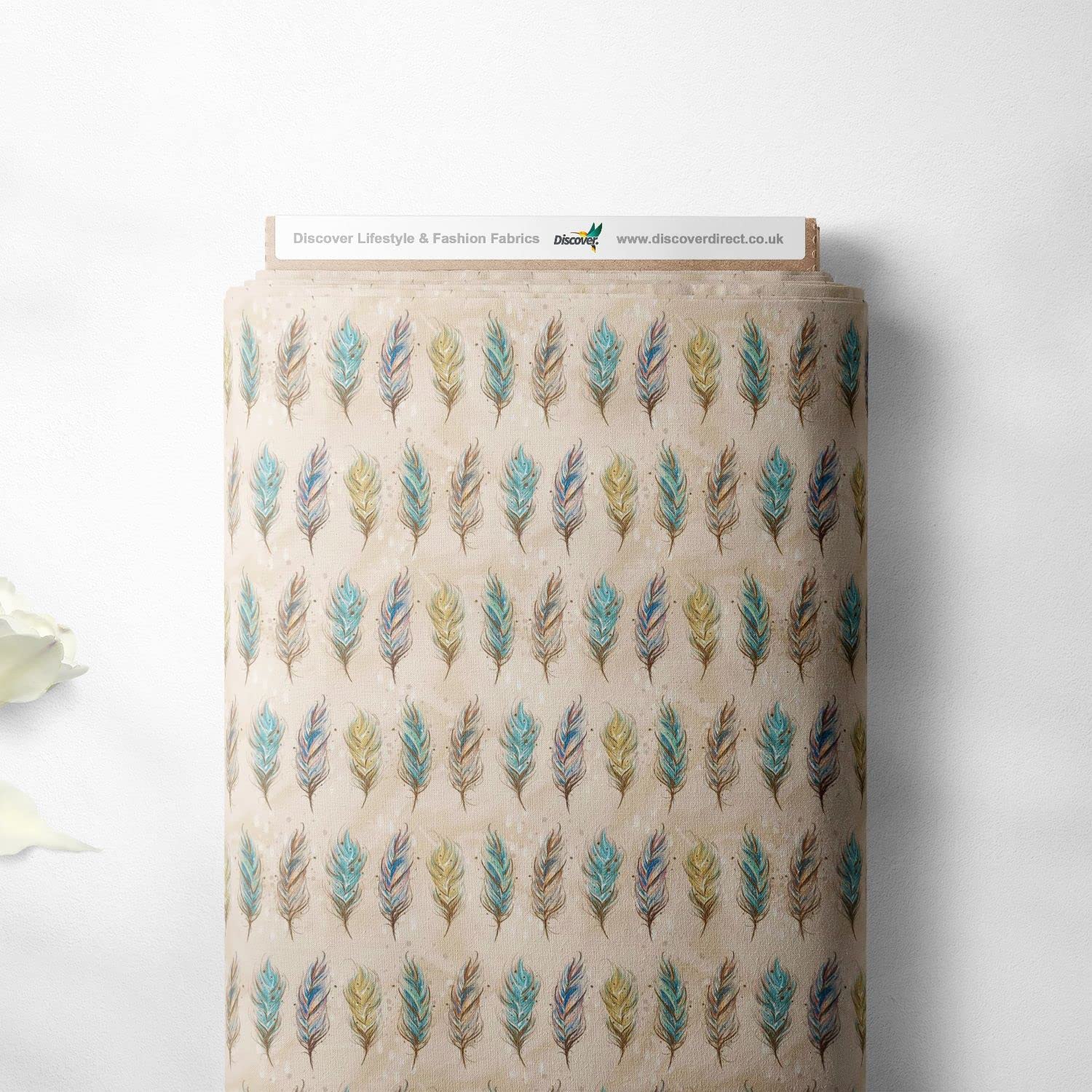 Discover Lifestyle & Fashion Fabrics Feather 100% Cotton Boho Tribal Design Children Kids Craft Fabric Material | 55'' - 140 Cm Wide (Per Half Metre, )