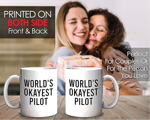 Miniatura 4 de Bubble Hugs Taza de café piloto - World'S Okayest Pilot - Avión Vuelos Tripulación Capitán Mayordomo Azafata Avión Aeropuerto Ocupación