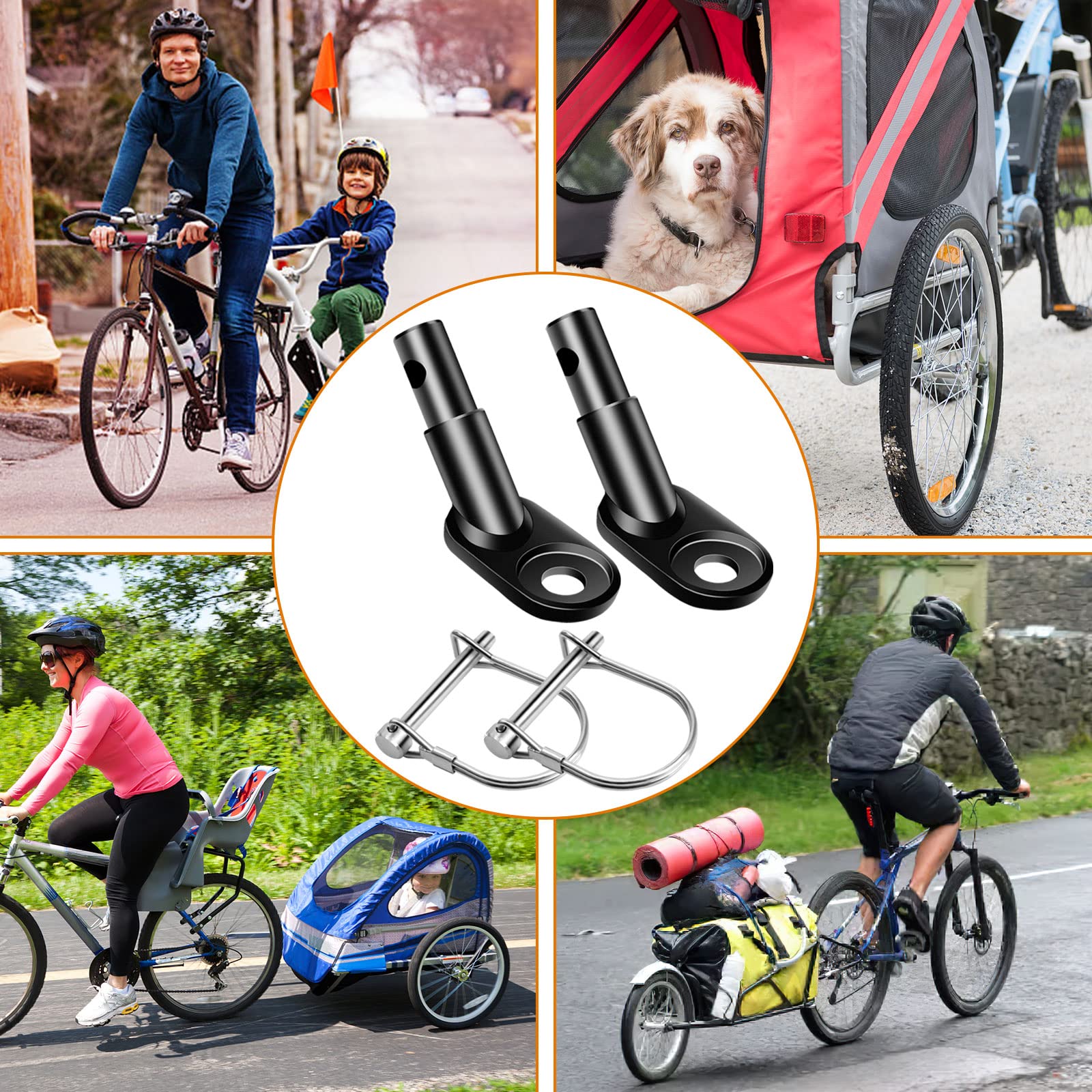 Accessoire Remorque VTT Et Vélo électrique Attache Remorque Vélo Universelle 2Pcs - Acier Inox - Pour Chariot Enfants/Animaux - Montage Rapide Attelage Chariot Enfant