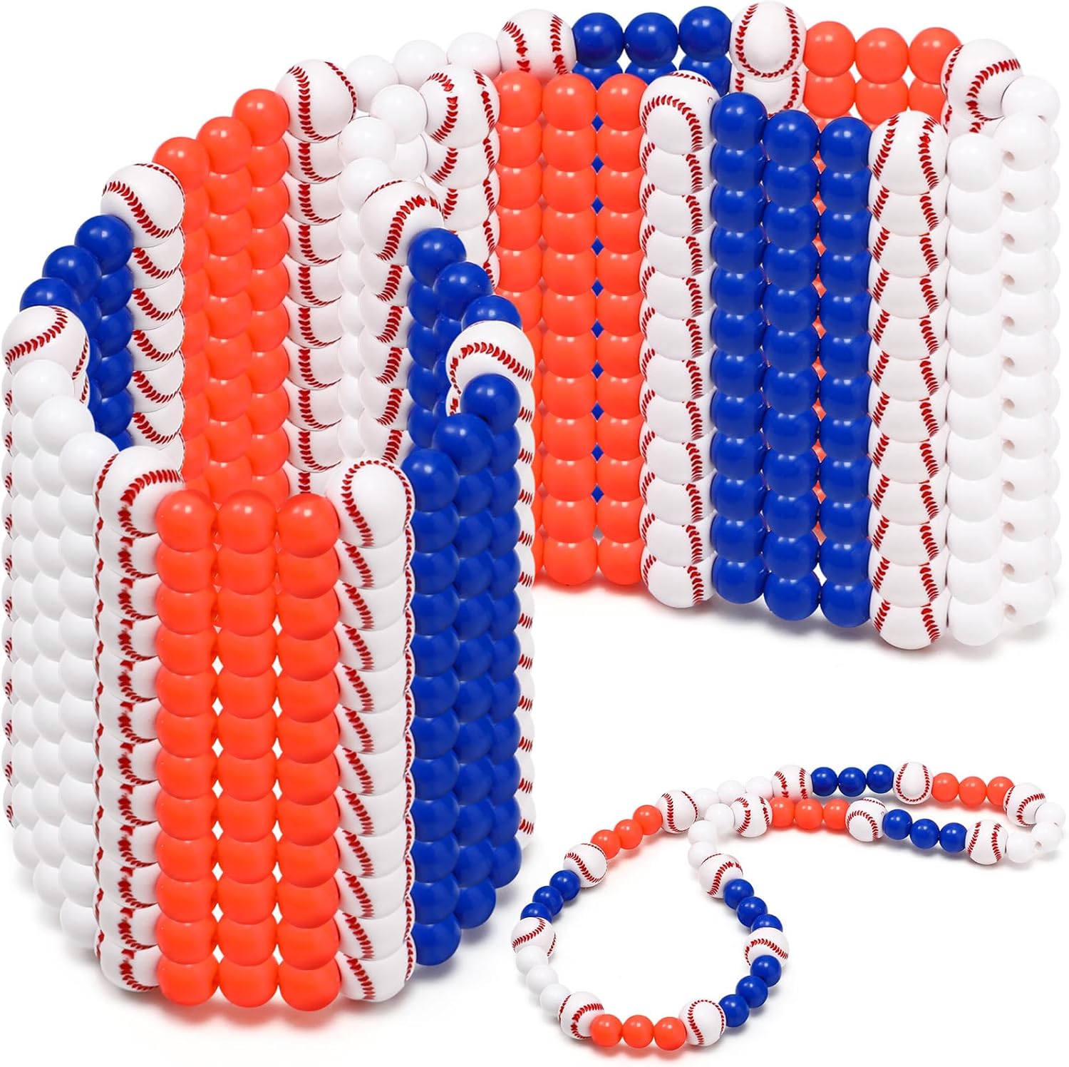 Tondiamo 12 Pcs 19 inch Baseball Necklace Beaded Youth Baseball Necklaces for Boys Gifts Team Players Lovers Accessories (Blue Orange White) - Image 8