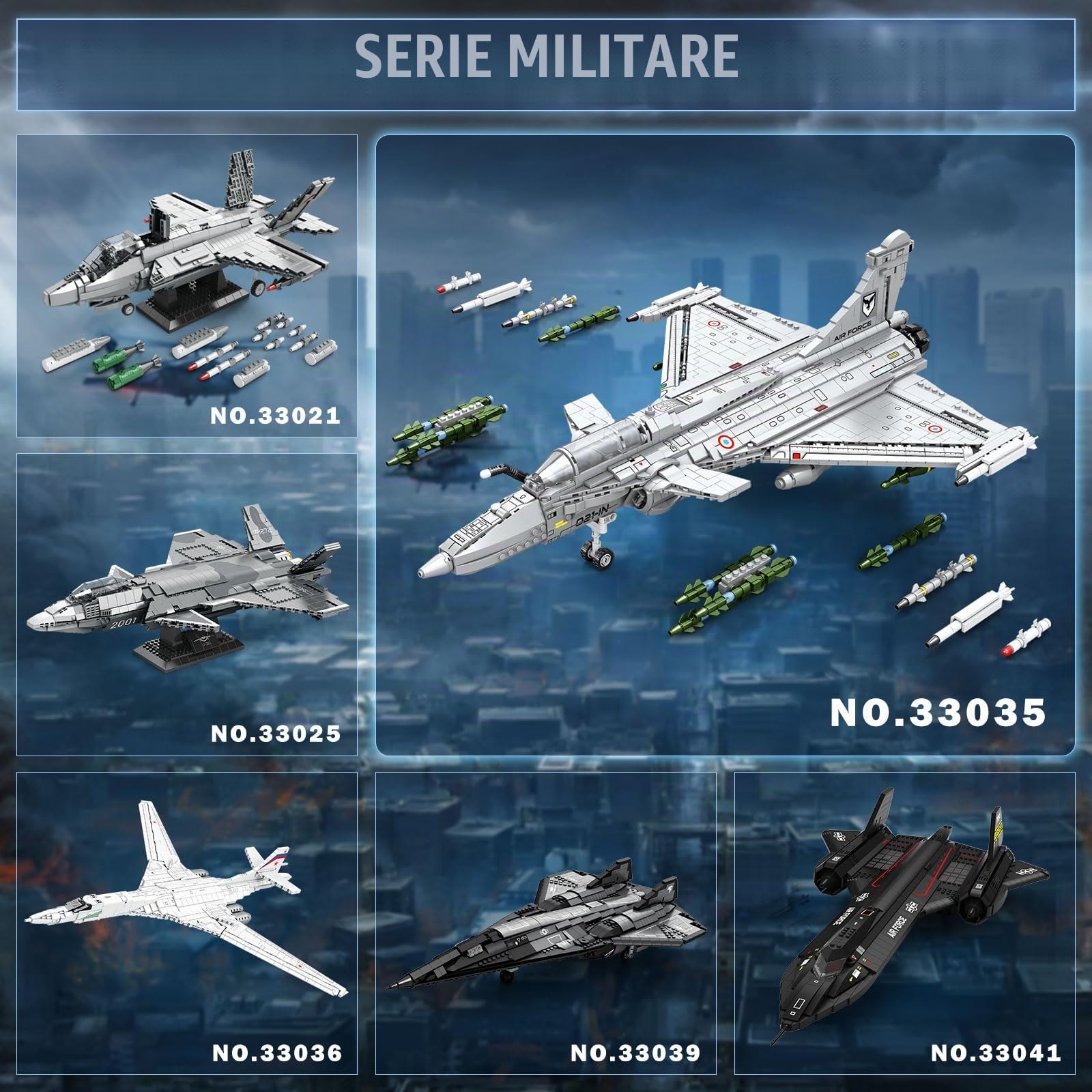 Reobrix Set di costruzione di aerei da caccia, kit modello di aereo militare per adulti, modello giocattolo di aereo da caccia tecnico, 33035 regalo da collezione per ragazzi e ragazze dai 14+