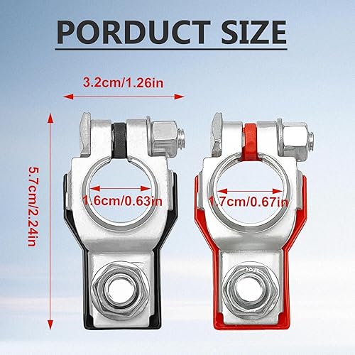 Miniatura 2 de Conectores de terminales de batería positivos y negativos para batería, terminales superiores universales con cubierta de plástico y base