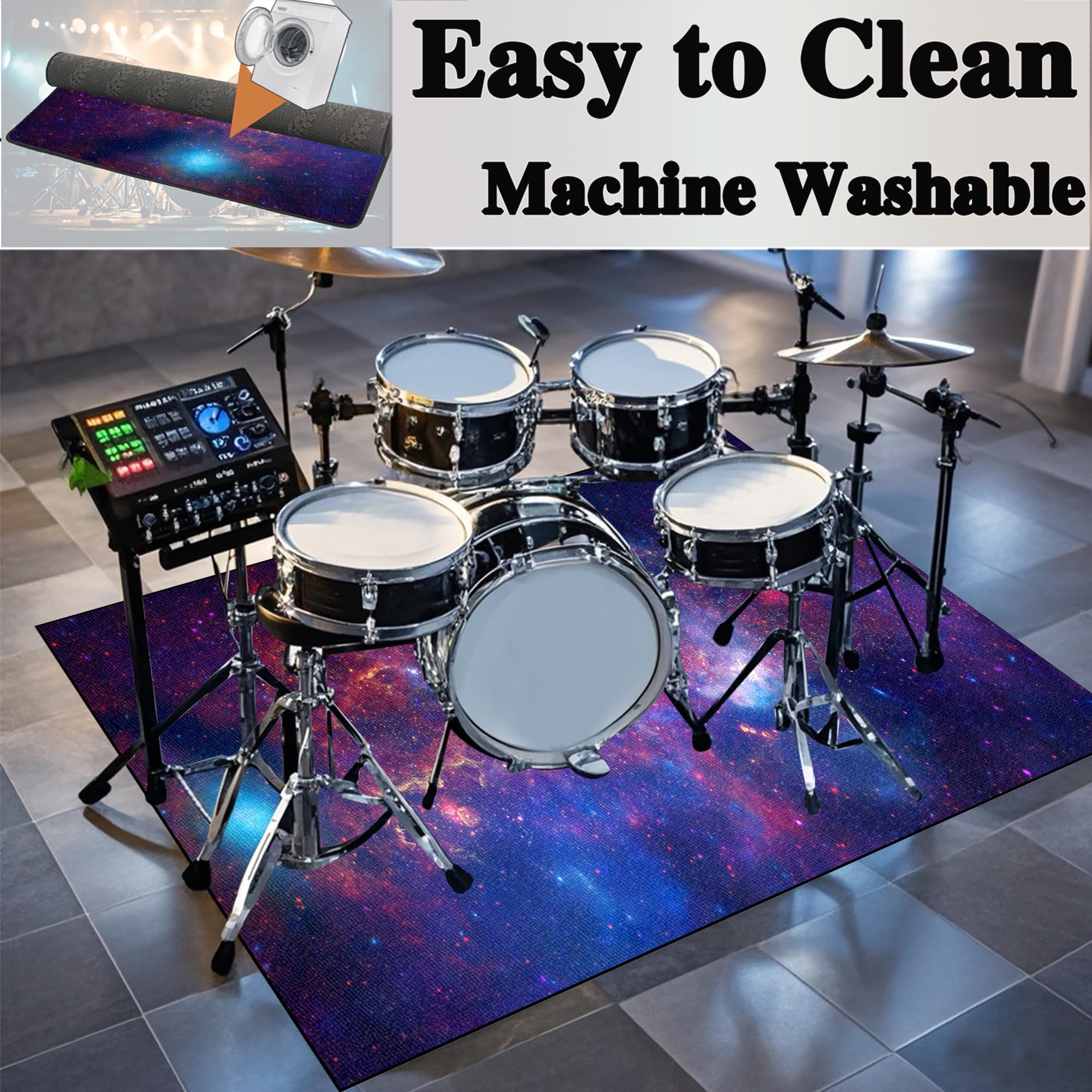 Tappeto per Batteria Tappeto a Tamburo Professionale Tappetino per Batteria Elettronica Strumenti Musicali Coperta Antiscivolo Tappetino Insonorizzato Tappeto Drum Accessori per Batteria 230 x 180 cm