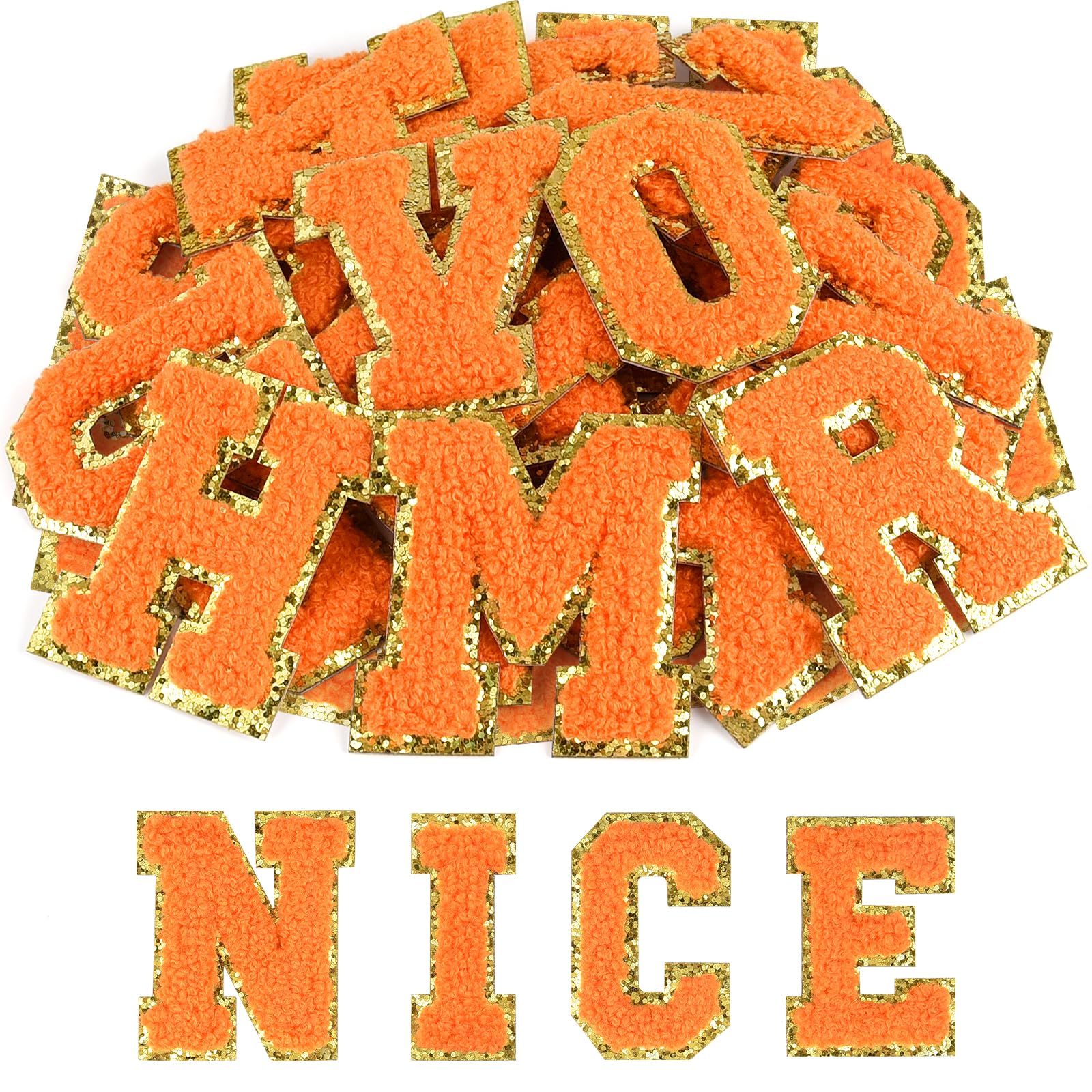Patchs lettres chenille autocollants pour vêtement chapeau et pochette DIY
