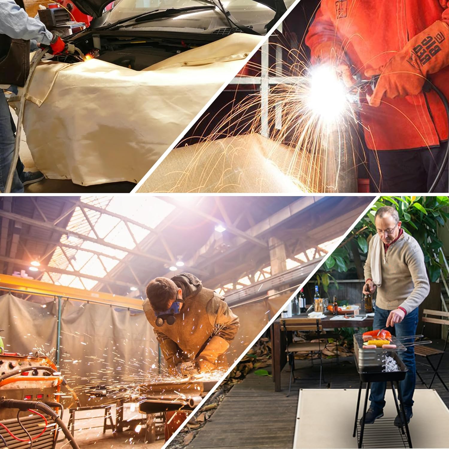 Welding Blanket, Heavy Duty Welding Blanket 6FTx8FT Large Size Fiberglass Welding Curtain for Industrial Welding Home Protection Heat Insulation - Image 5