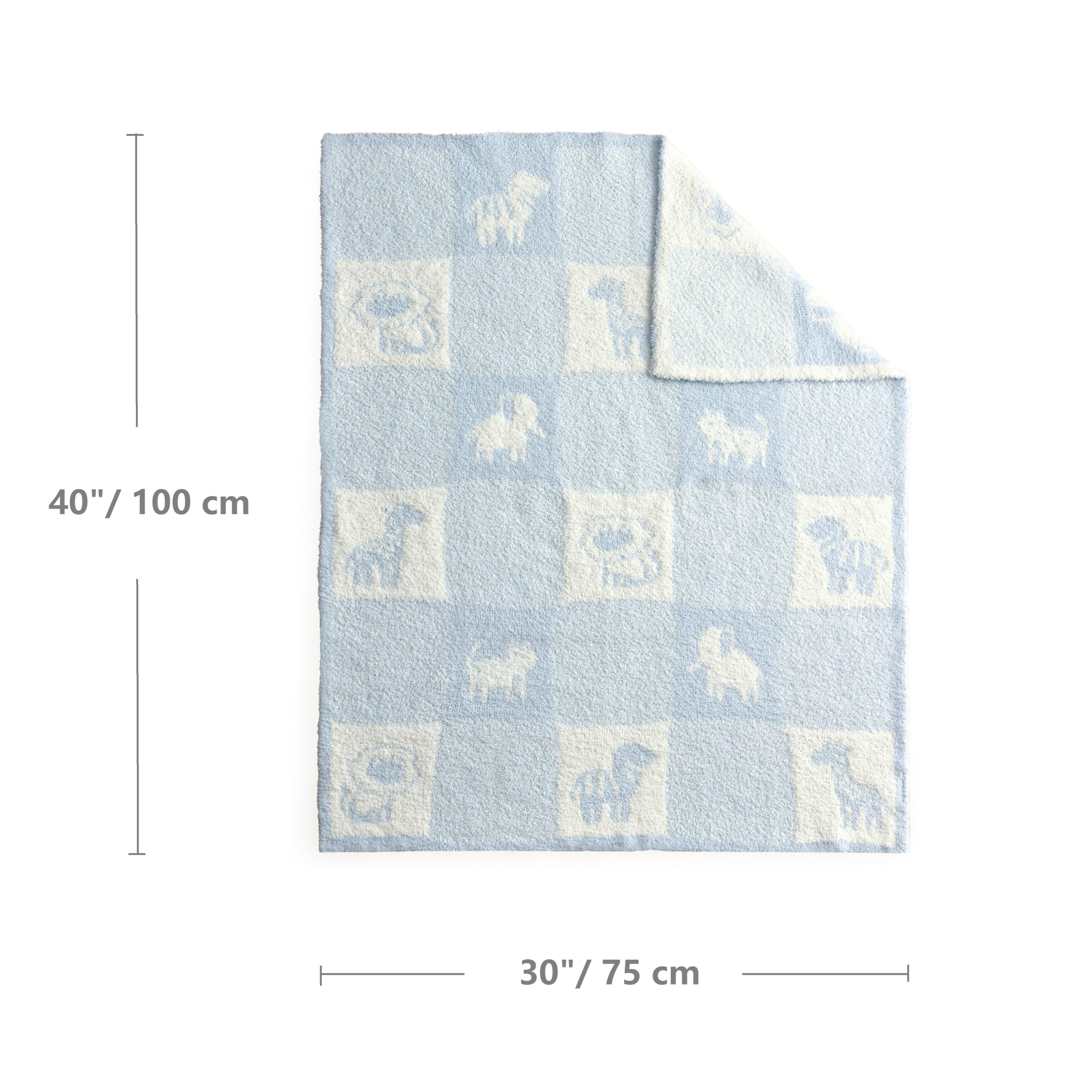 CREVENT Coperta morbida e calda in ciniglia per bambine e ragazzi, essenziale per neonati, regalo per baby shower, 75 x 100 cm, colore blu