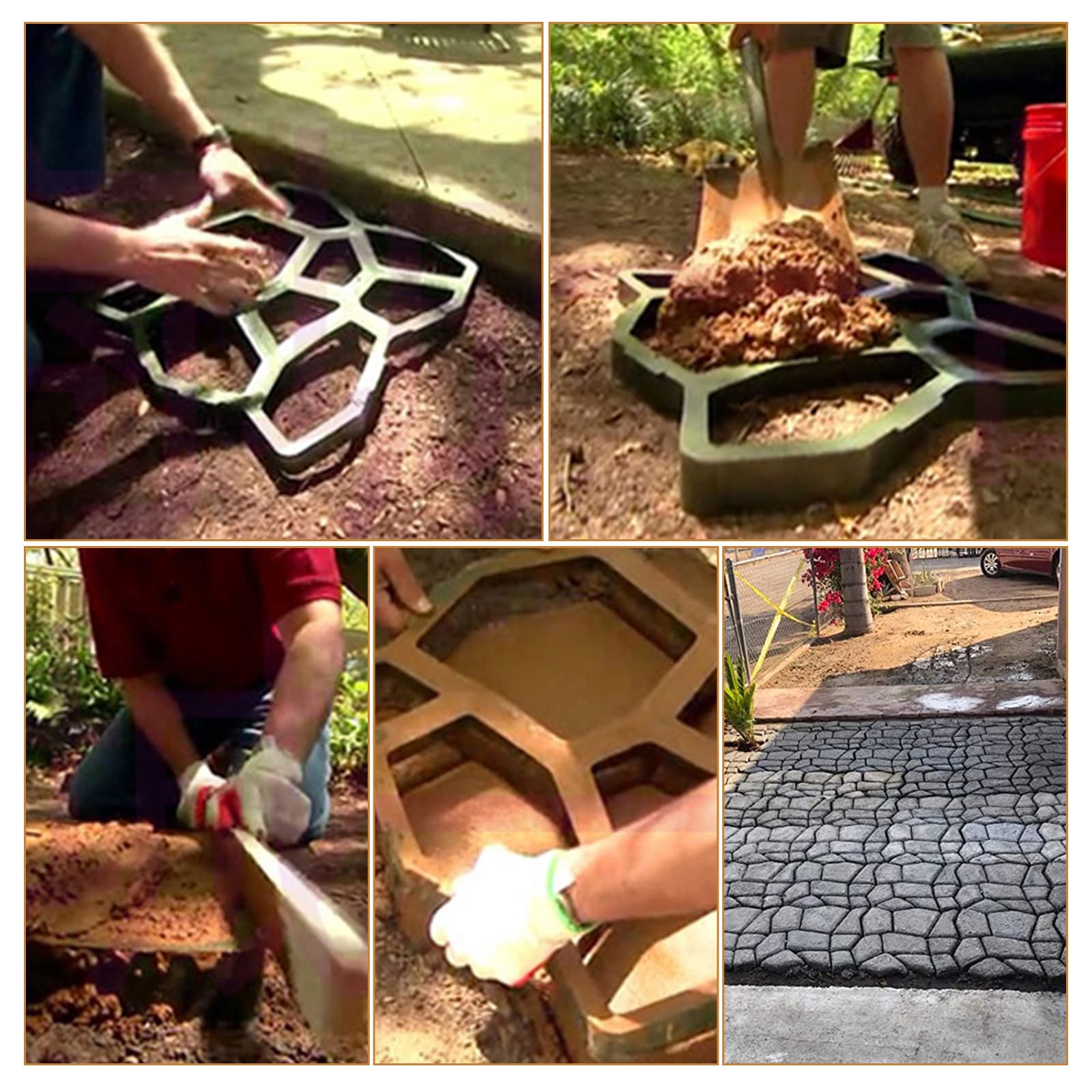 2 sztuki DIY forma do betonu, forma do robienia podłóg wielokrotnego użytku, czarny tynk do płyt gipsowo-kartonowych do tworzyw sztucznych do chodników ogrodowych (43 x 43 x 4 cm, nieregularny