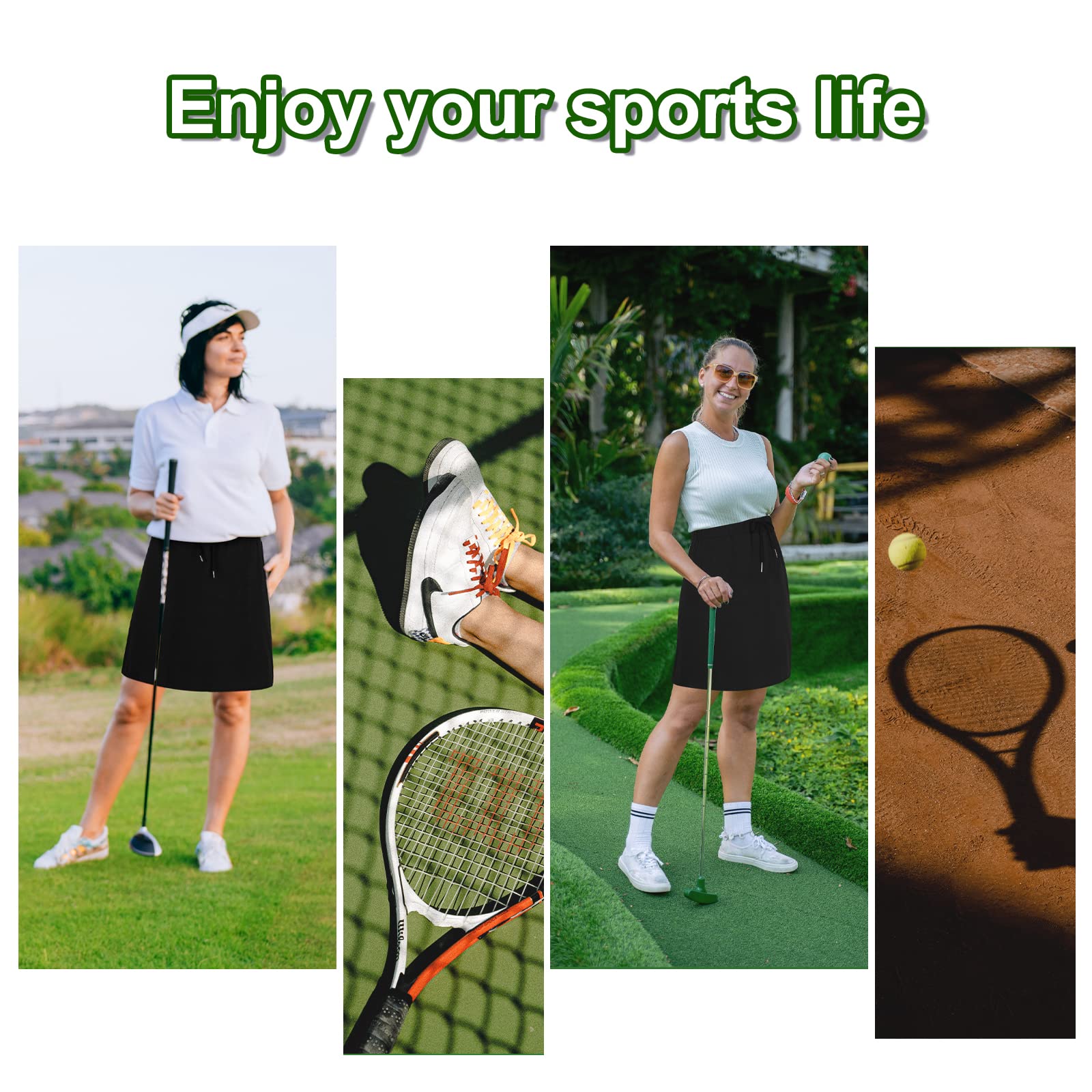 American Trends Falda pantalón para mujer con bolsillos, falda atlética, longitud hasta la rodilla, falda con cordón en la cintura, falda de tenis y golf